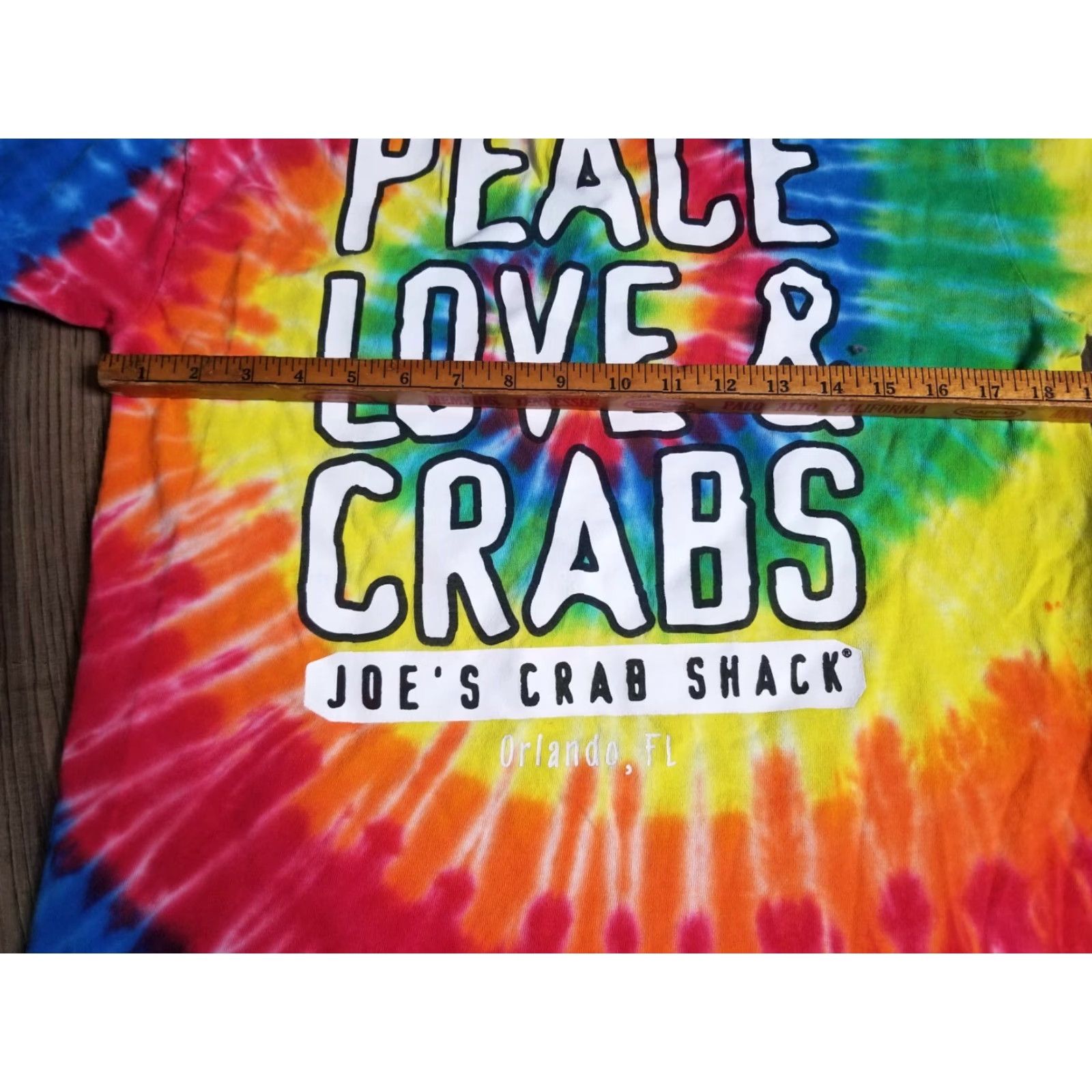 Delta Mens M Joe's Crab Shack Peace Love and Crabs Tie Dye T-Shirt Double Sided Size US M / EU 48-50 / 2 - 3 Thumbnail