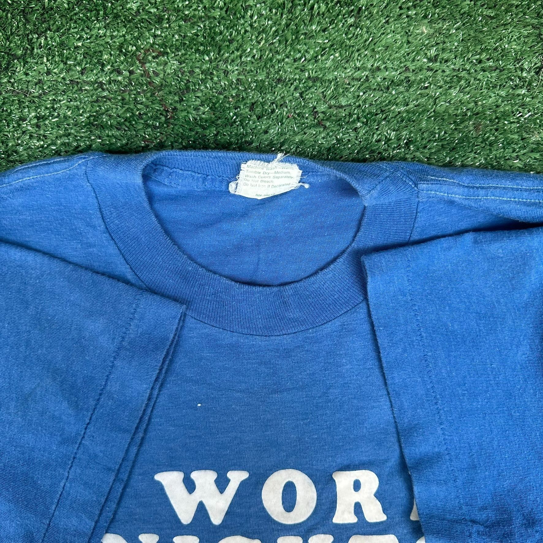 Vintage Vintage 80s Funny Work Humor T-Shirt Blue S Single Stitch Ed Size US S / EU 44-46 / 1 - 3 Thumbnail