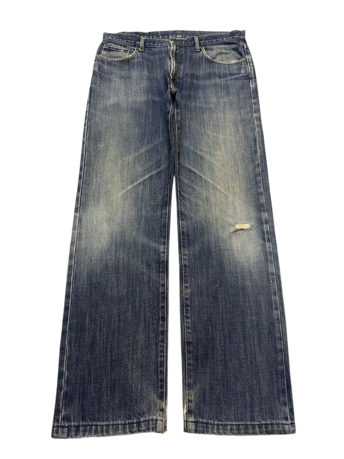 Kapital Vintage Y2K Japanese Brand Blue Faded Wash Whiskers Wide Leg Size US 34 / EU 50 - 1 Thumbnail