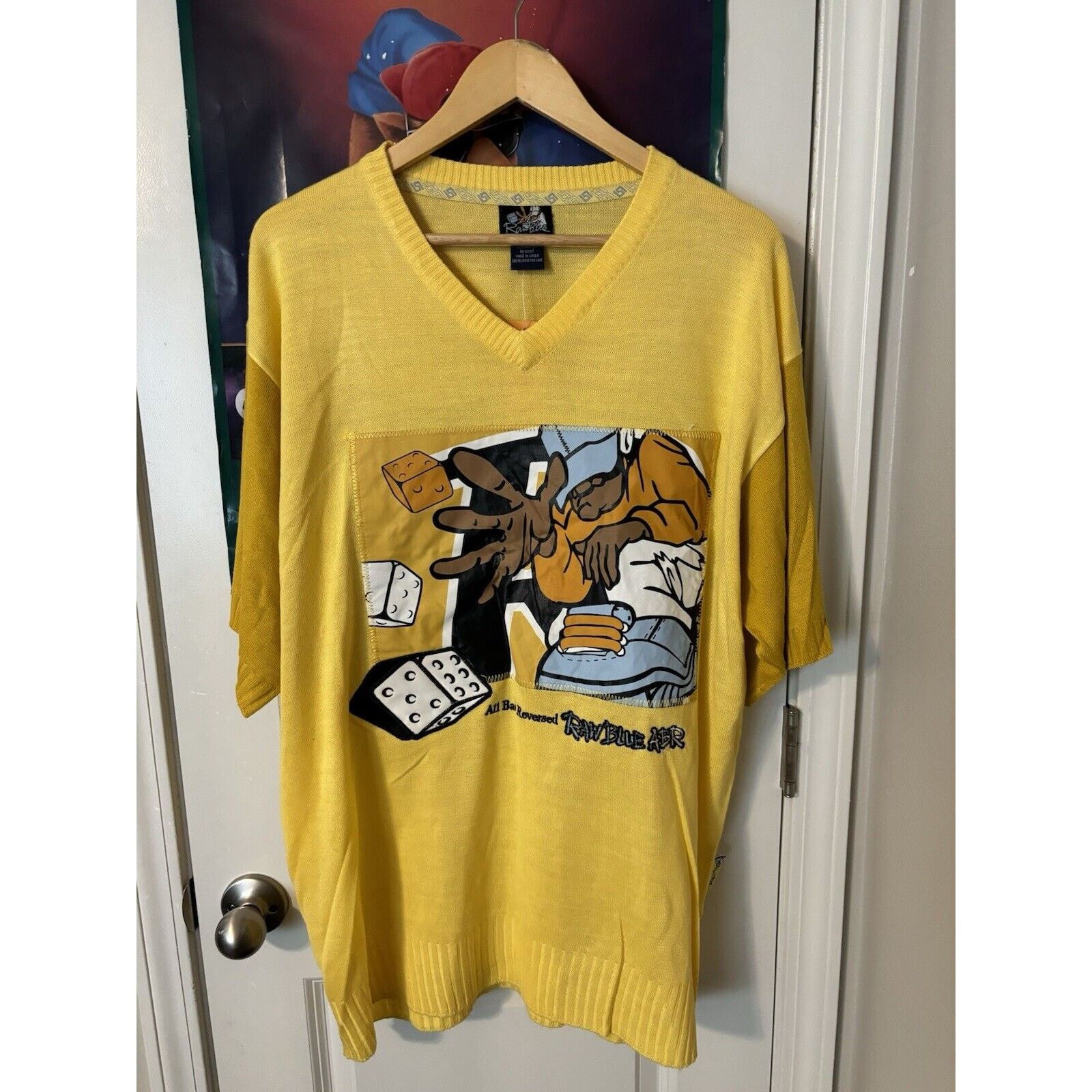 vintage raw blue yellow XL fat albert y2k rare sweater Sz XL