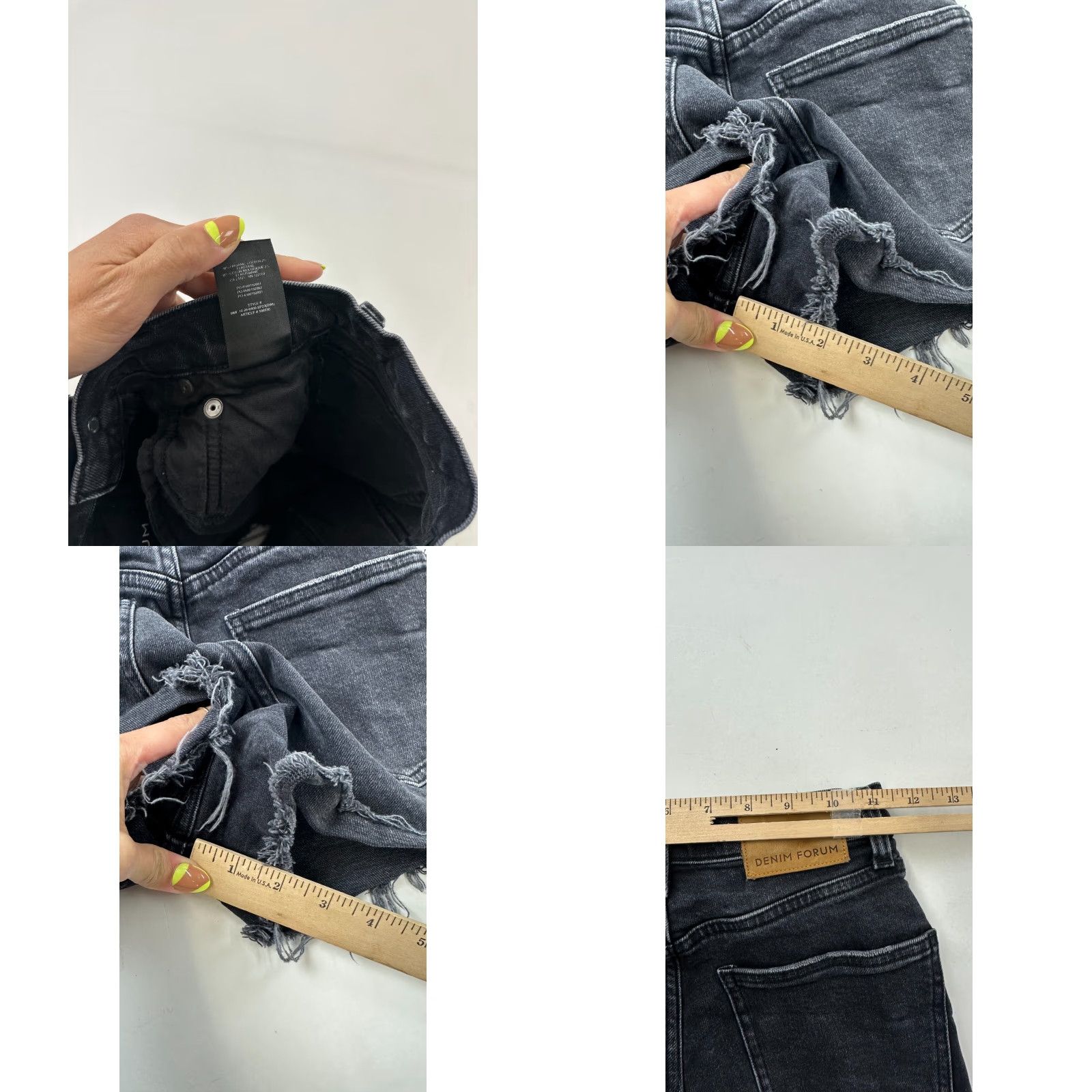 Denime Denim Forum Shorts Womens 23 Black Boyfriend High Rise Frayed Hem Button Fly 5-Pocket Denim Cotton Spring Summer Walking Mens Womens Boys Girls Size 40" / US 18 - 8 Thumbnail