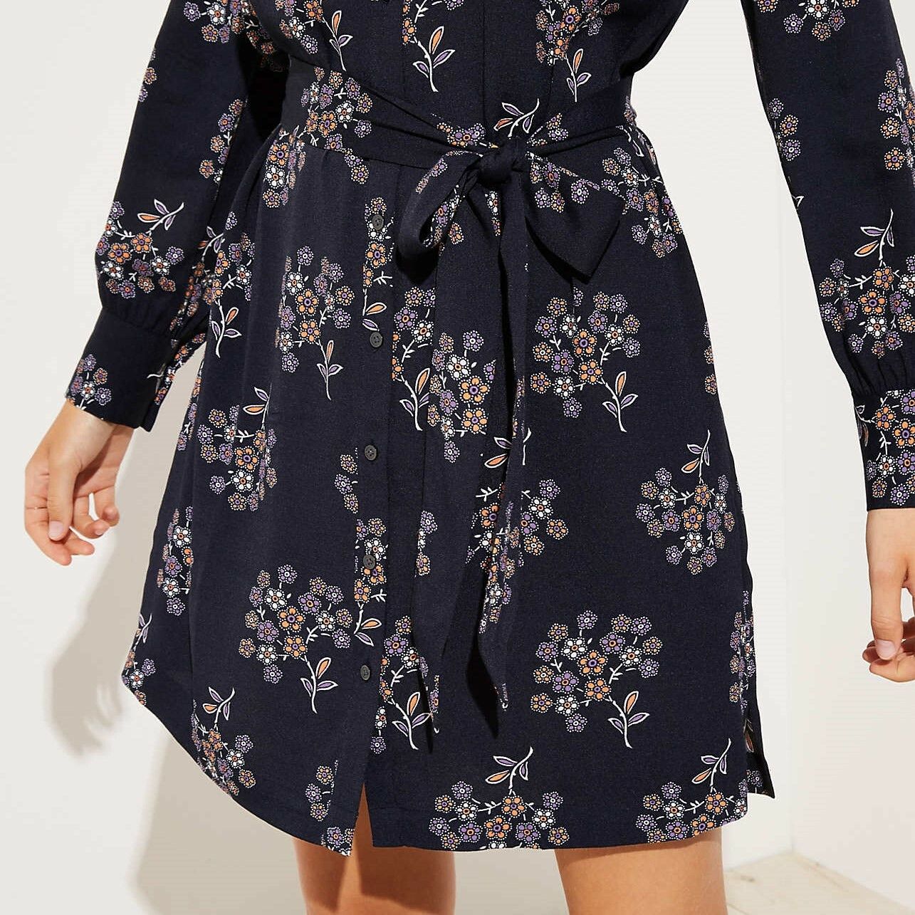 Loft Anemone Floral Shirtdress In Fresh Navy Color and size M NWT Size M / US 6-8 / IT 42-44 - 3 Thumbnail