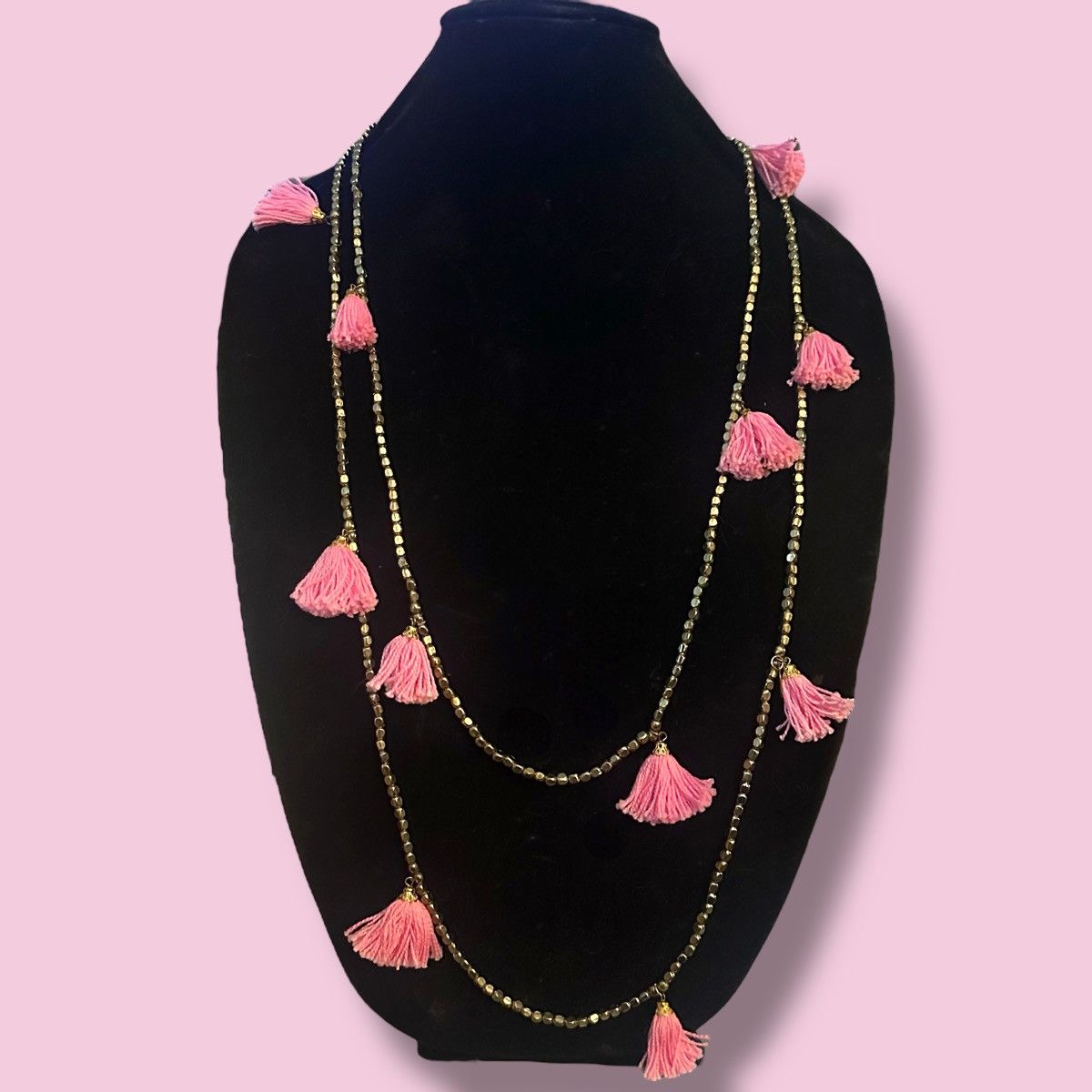 Oliphant Oliphant long gold bead pink tassel necklace Size ONE SIZE - 1 Thumbnail