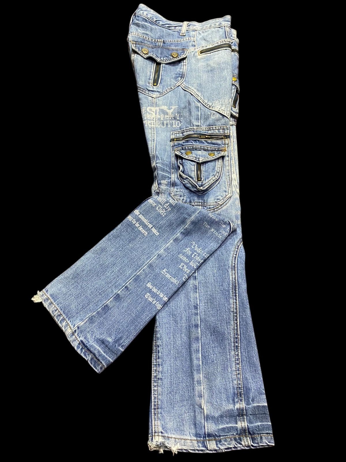 If Six Was Nine W33 🔥 Japanese Brand Evolution Multi Pocket Flare Jeans Size US 30 / EU 46 - 3 Thumbnail