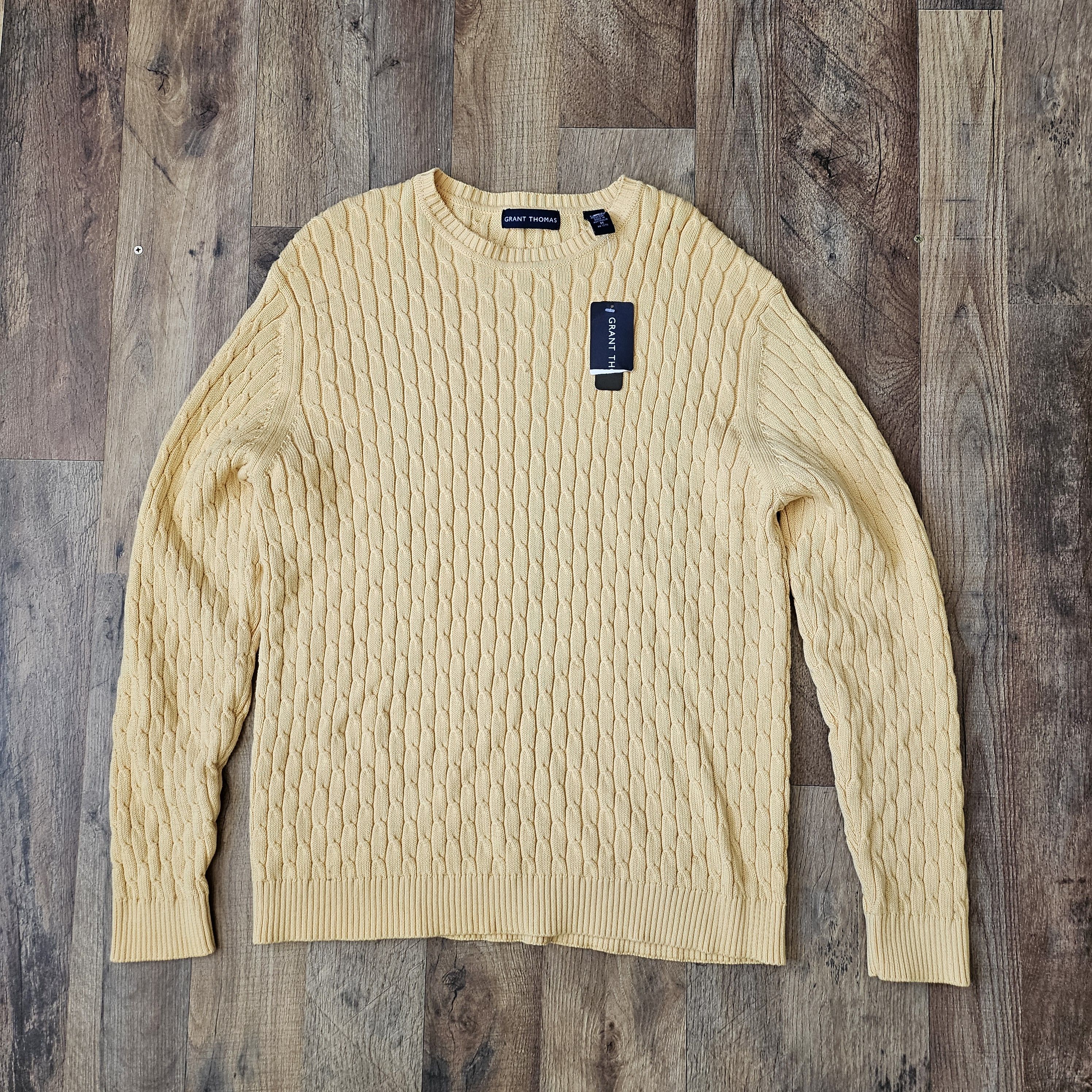 Grant Thomas × Vintage NWT Vtg. Grant Thomas Cable Knit Cotton Crew Neck Sweater Size US M / EU 48-50 / 2 - 1 Thumbnail