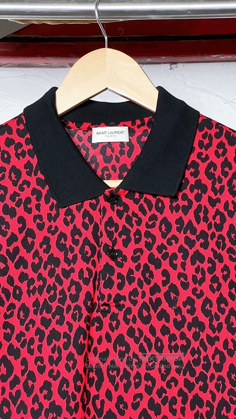 Saint Laurent Paris Saint Laurent Paris Red Leopard Print Collar Polo Shirt Size US M / EU 48-50 / 2 - 3 Thumbnail