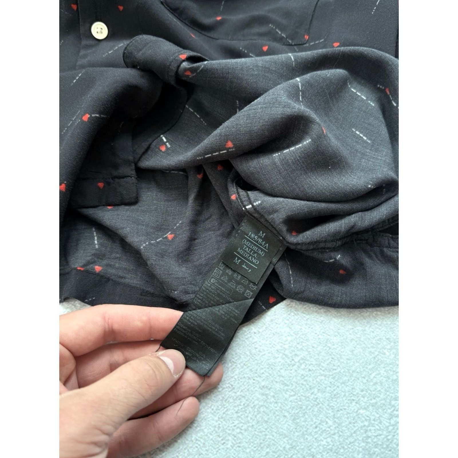 Allsaints VINTAGE AllSaints Heart Hawaiian Viscose Short Sleeve Shirt Button Up Black Men M Shirt Size US M / EU 48-50 / 2 - 6 Thumbnail