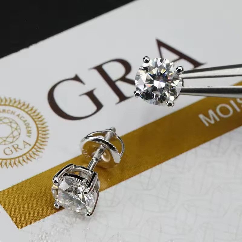 Sterling Silver 925 silver moissanite 0.5 carat earrings (5 mm) Size ONE SIZE - 2 Thumbnail