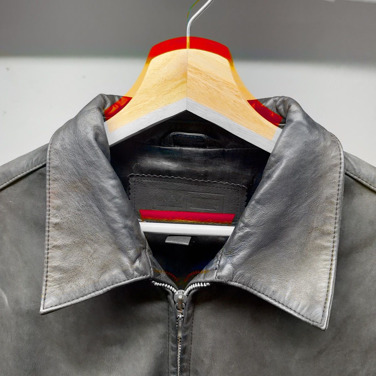 Vintage Vintage Faded Black Leather Blouson Jacket ERD Grunge Chrome Size US L / EU 52-54 / 3 - 4 Thumbnail