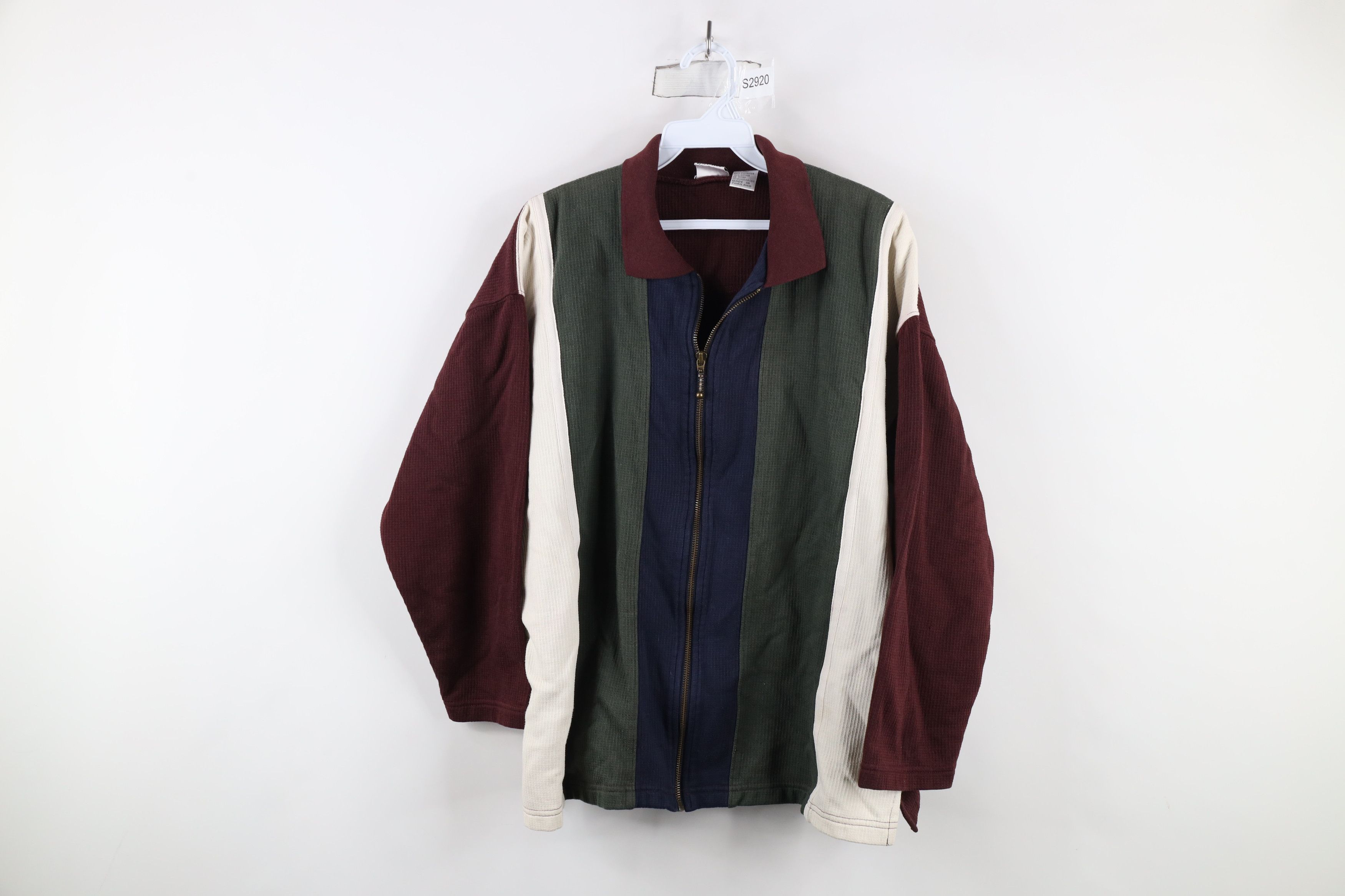Vintage Vintage 90s Streetwear Thermal Knit Full Zip Polo Shirt Size L / US 10 / IT 46 - 1 Thumbnail