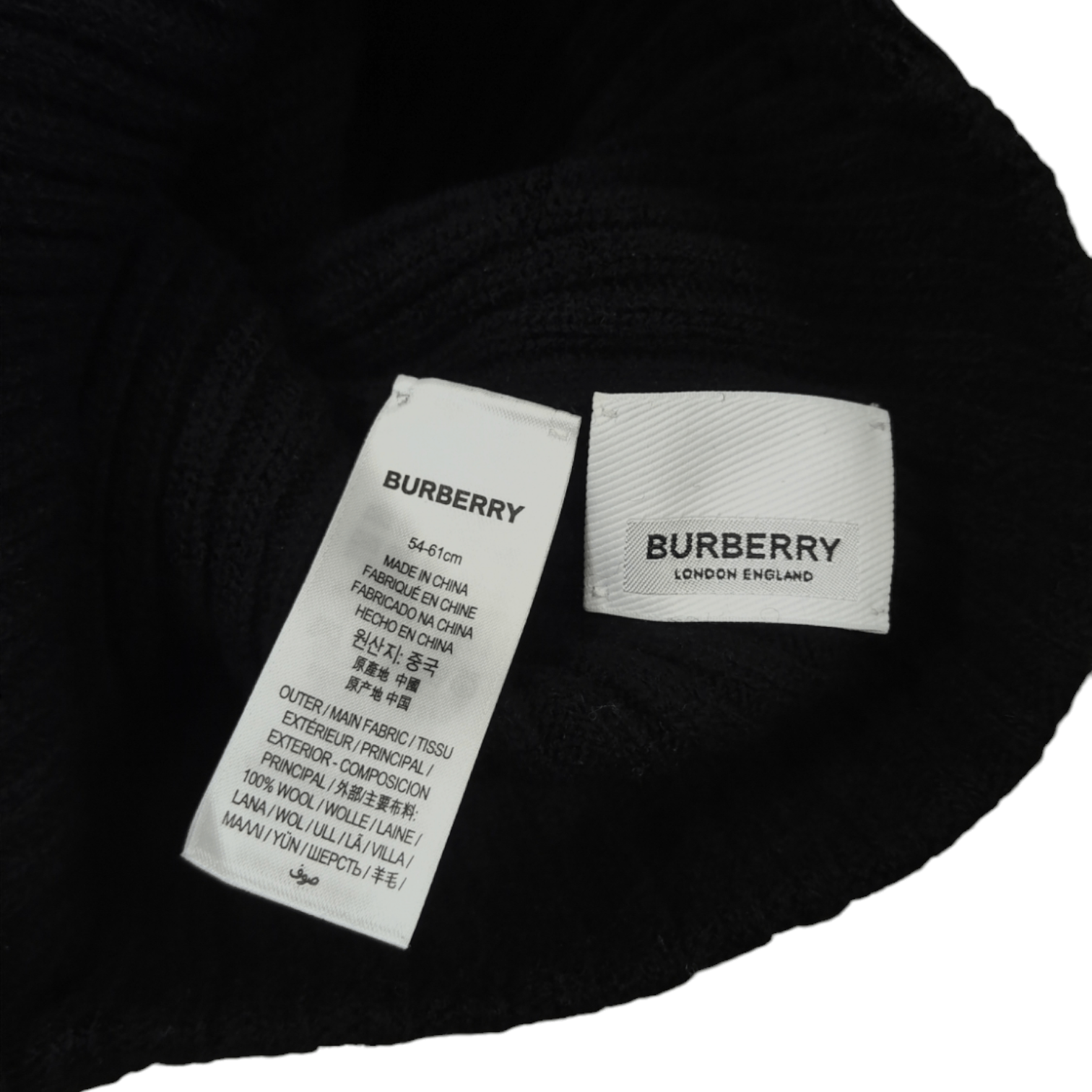 Burberry Burberry Black Wool Rib Knit Logo Beanie Size ONE SIZE - 3 Thumbnail