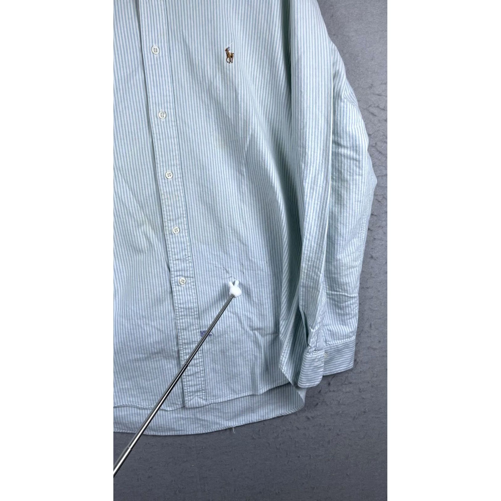 Ralph Lauren Ralph Lauren Dress Shirt Mens Blue White Stripe Button Down Cotton Logo 17-35 Size 46R - 7 Thumbnail