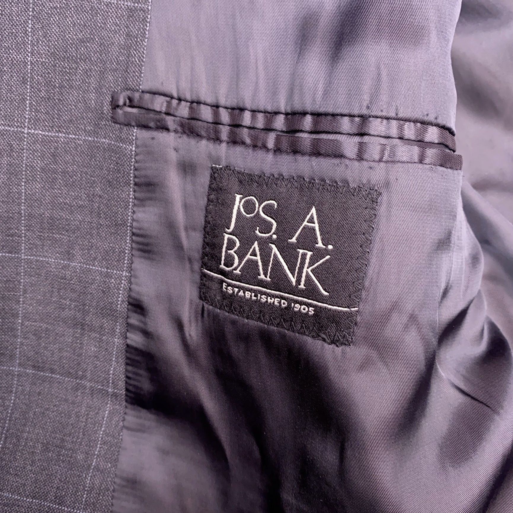 Jos. A. Bank Jos. A. Bank Blazer Sport Coat 48R Gray Windowpane Wool Slm Notch Single-Breasted Two-Button Mens Jacket Coat Regular Vintage No Size 48R - 4 Thumbnail