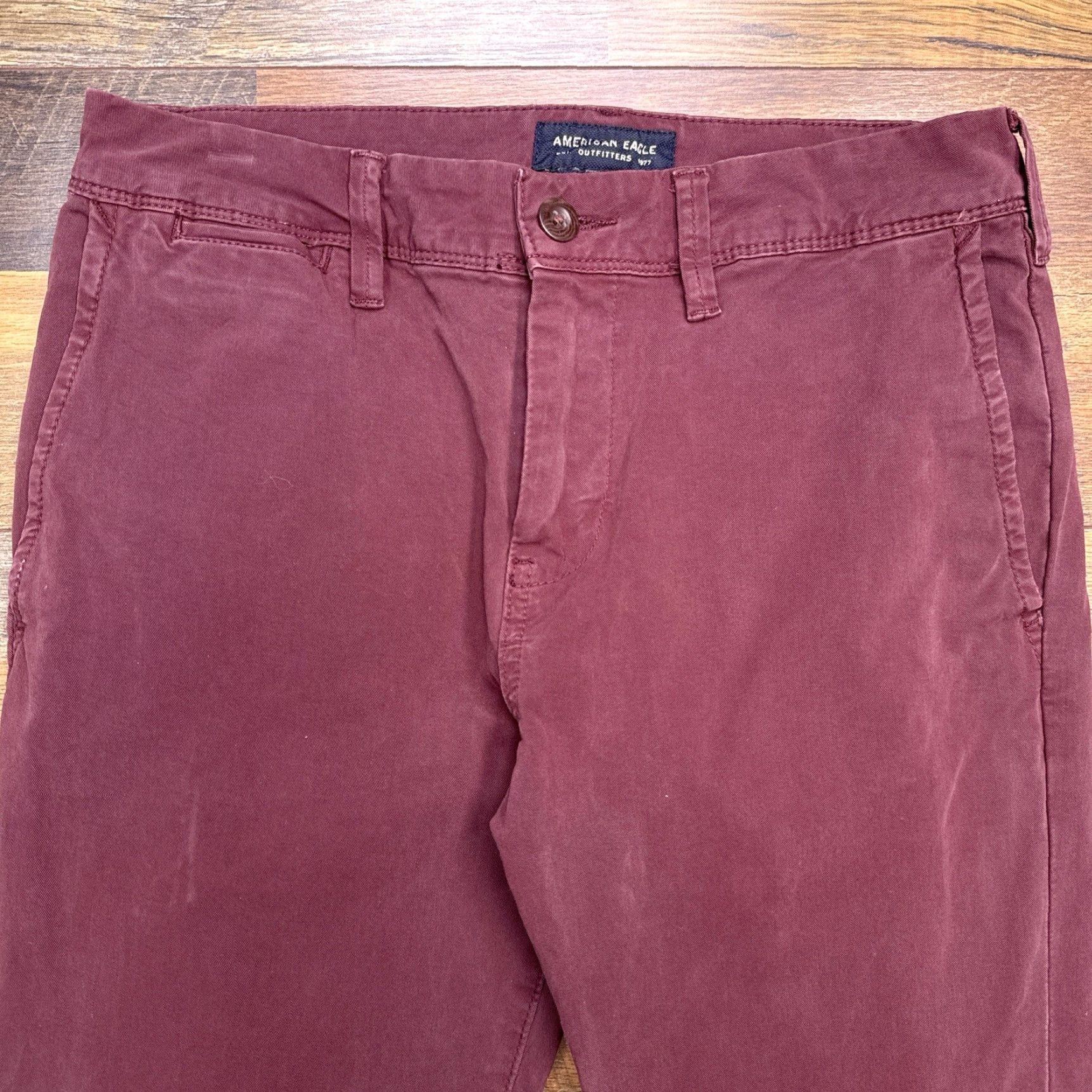 American Eagle Outfitters American Eagle 360 Extreme Flex Slim Pants Mens 28x30 Burgundy Stretch Size US 28 / EU 44 - 4 Thumbnail