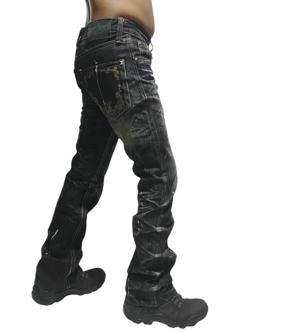 Pre-owned Hysteric Glamour X If Six Was Nine Flare Jeans Xfrm Splash Low Rise Boot Cut Denim Size 28 In Black