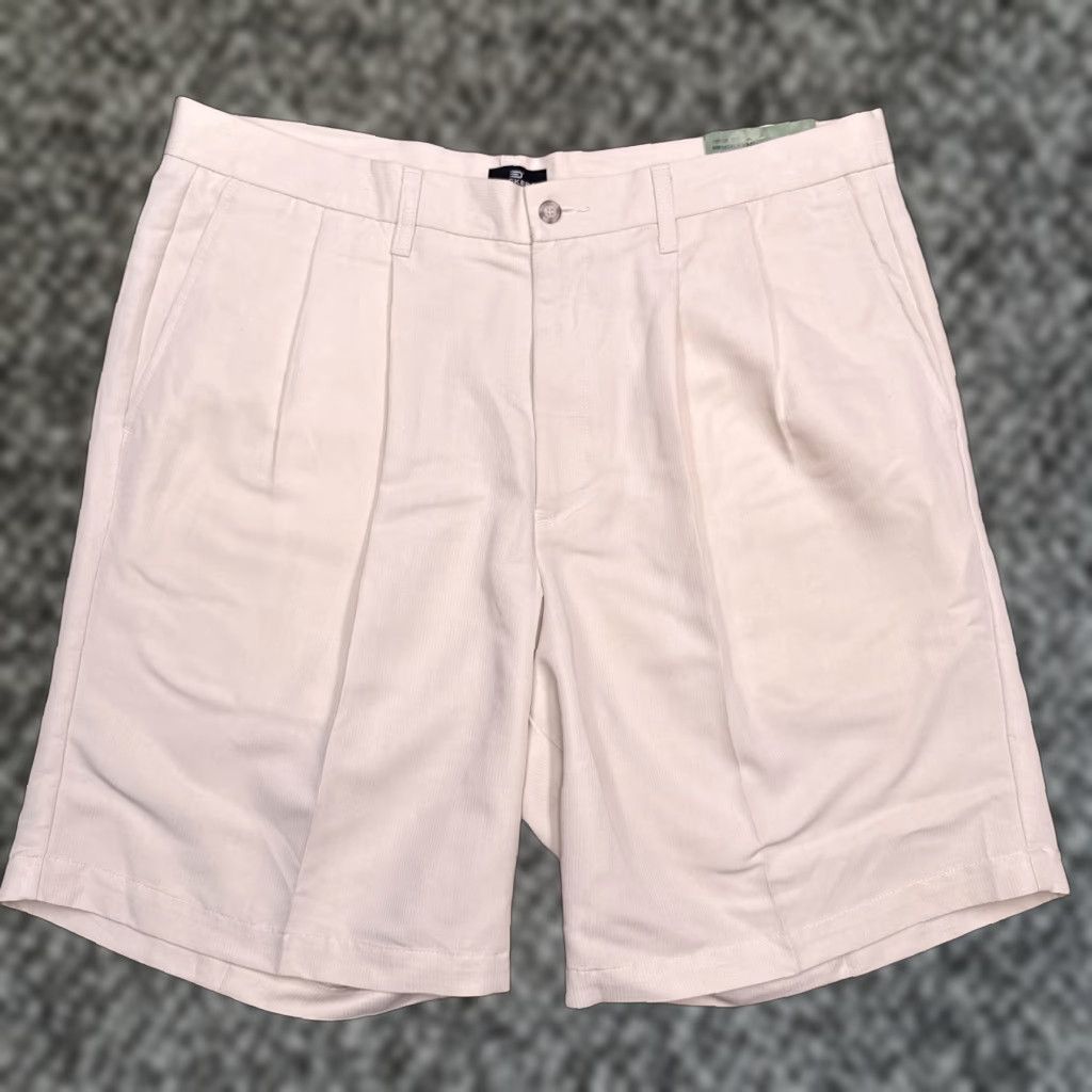 Dockers Dockers Premium Golf Shorts Mens 38 Tan Relaxed Pleated New Inseam 9.5in Chino Button Logo Easy Care Machine Washable Solid Polyester Rayon Size US 38 / EU 54 - 1 Thumbnail