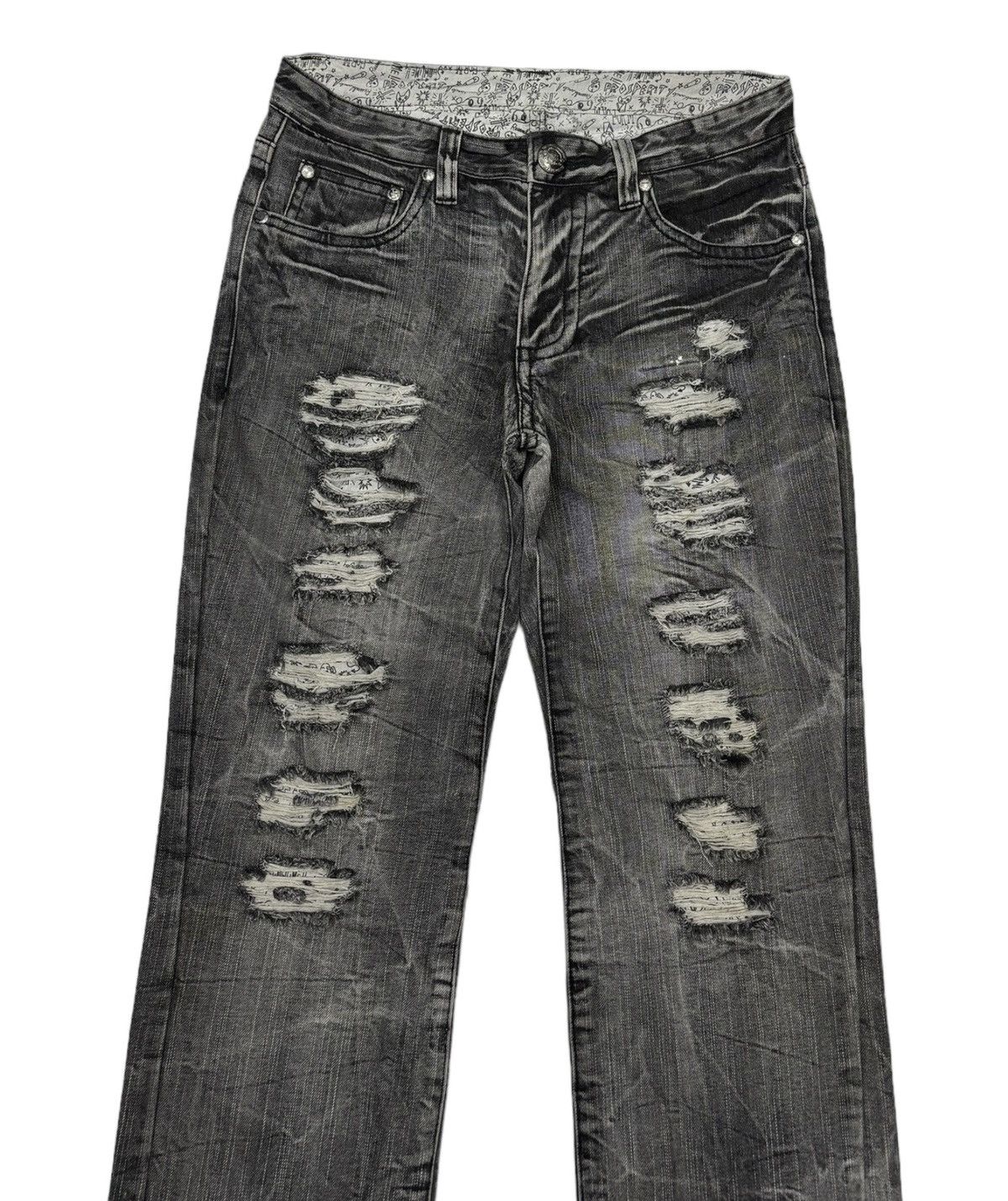 Le Grande Bleu (L.G.B.) 🔥RARE VINTAGE JAPANESE PROSPERITY DENIM DISTRESS JEANS Size US 32 / EU 48 - 7 Thumbnail