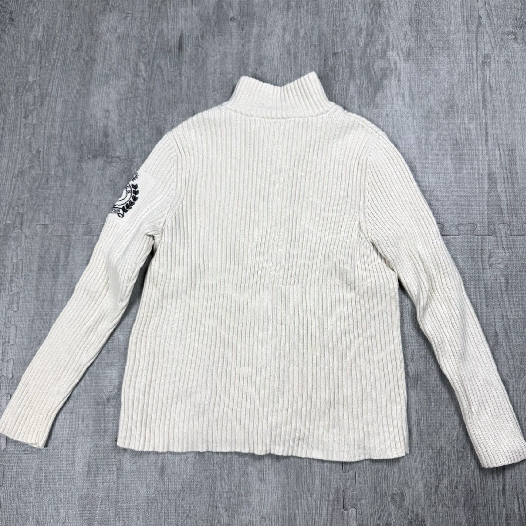 Ralph Lauren Vintage Lauren Ralph Lauren Women's Nautical Ribbed Button Front High Neck Sweater XL Ivory Size XL / US 12-14 / IT 48-50 - 4 Thumbnail