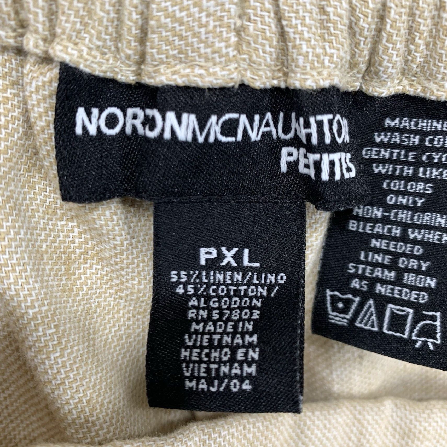 Vintage Vintage Women's Linen Cotton Blend Crop Pants PXL High-Waist Elastic Beige Summer Spring Casual Size 40" / US 18 - 3 Thumbnail
