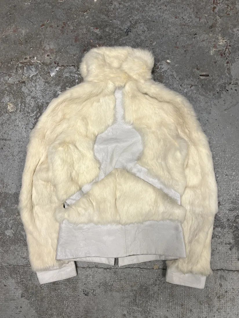 Just Cavalli × Vintage 2000s Cavalli Creamy Rabbit Fur Avant-garde Leather Jacket Size M / US 6-8 / IT 42-44 - 2 Thumbnail