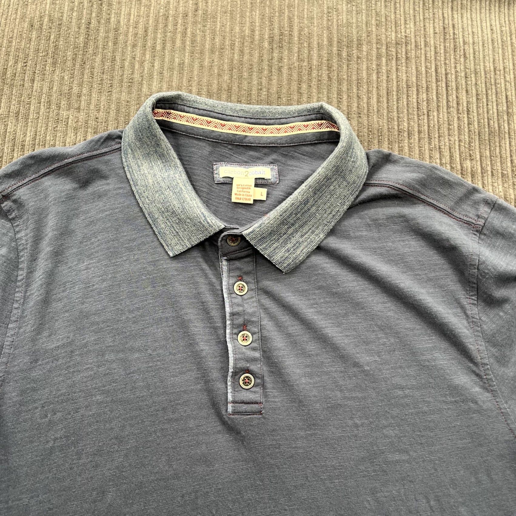 Carbon2Cobalt Carbon 2 Cobalt Men Henley Shirt Long Sleeve Blue Cotton Size L Casual Shirt Size US L / EU 52-54 / 3 - 7 Thumbnail