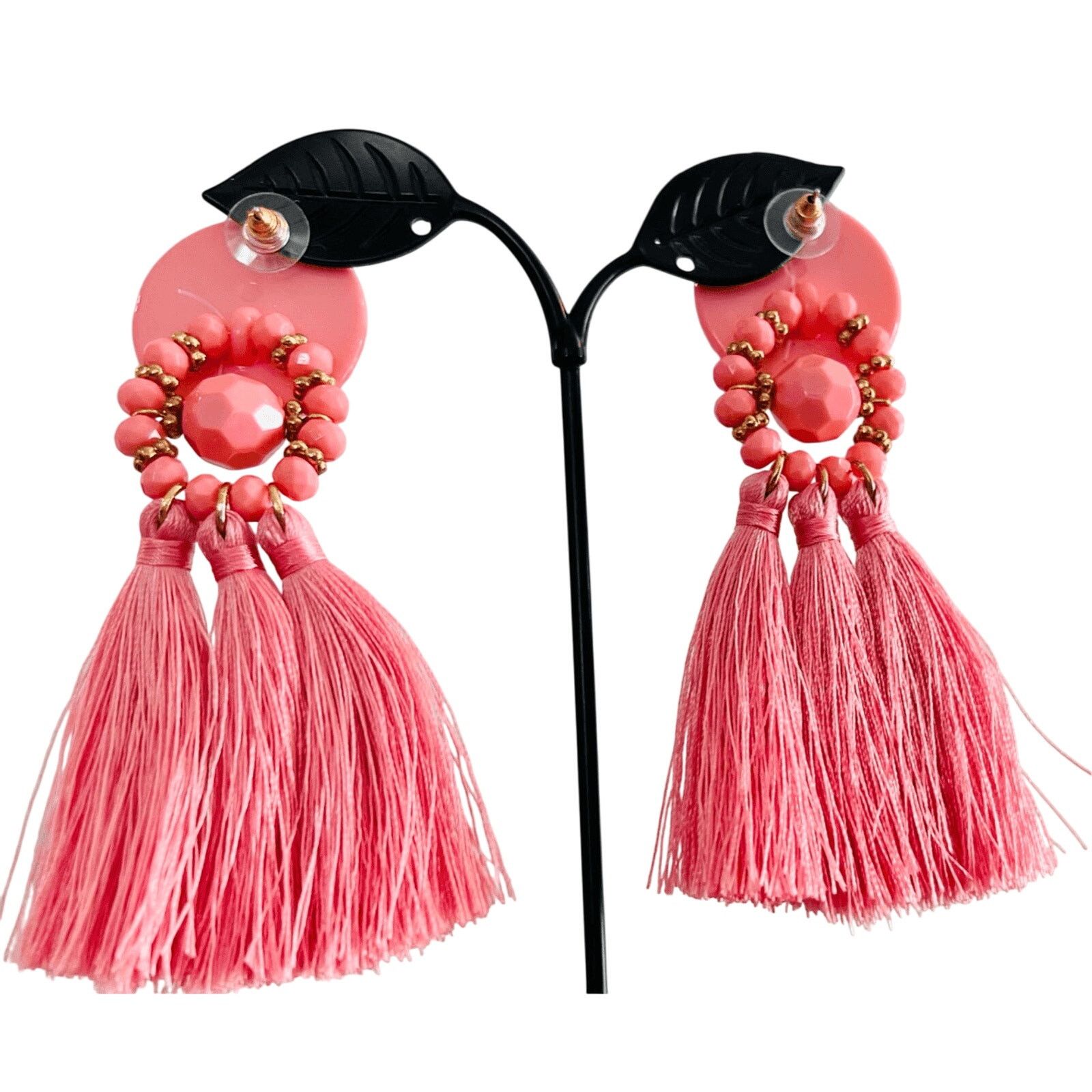 Other Bohemian Pink Triple Tassel Earrings Shabby Chic Jewelry NWT Size ONE SIZE - 2 Thumbnail