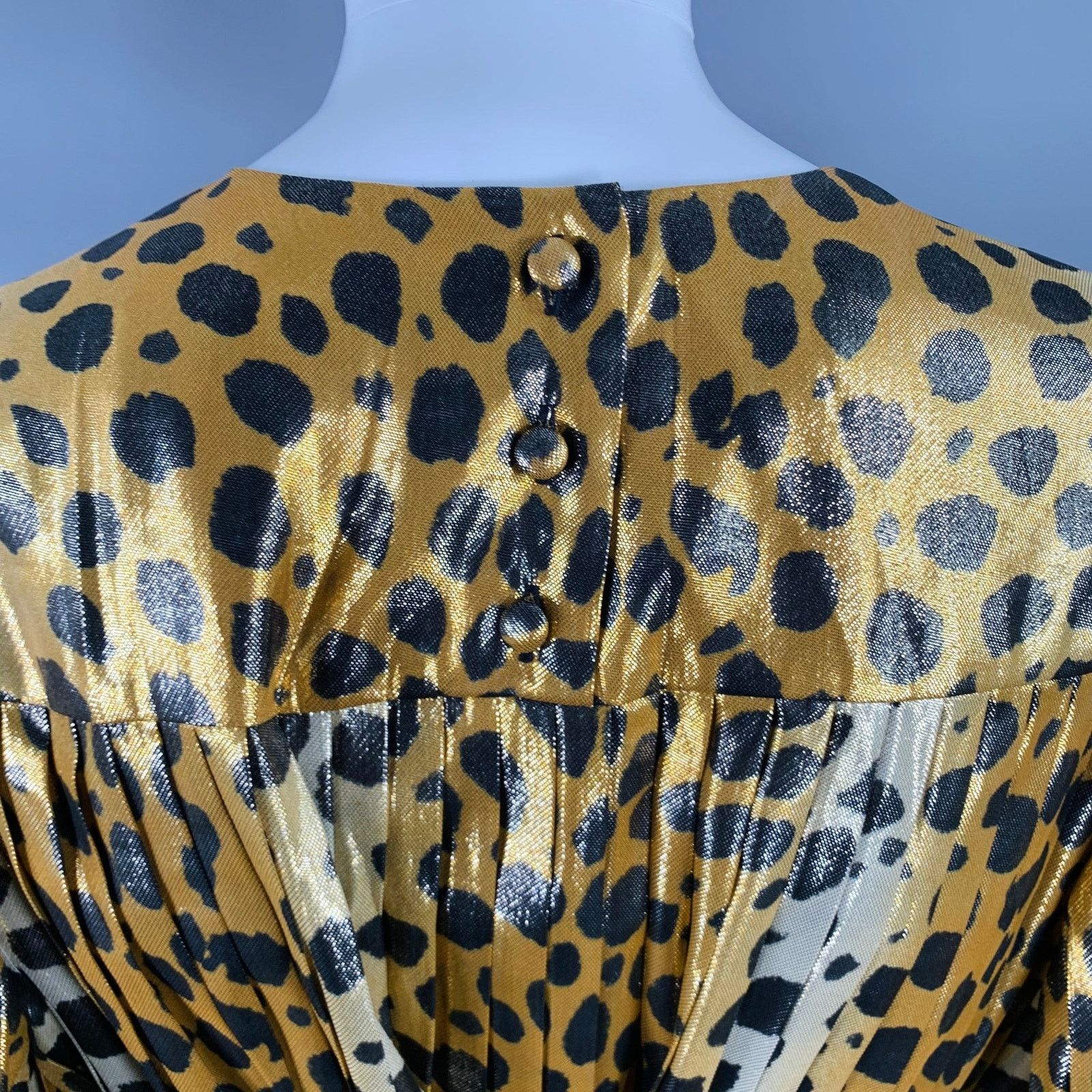 Marc Jacobs Size 4 Gold Black Silk Metallic Animal Print Pleated Dress Size S / US 4 / IT 40 - 5 Thumbnail