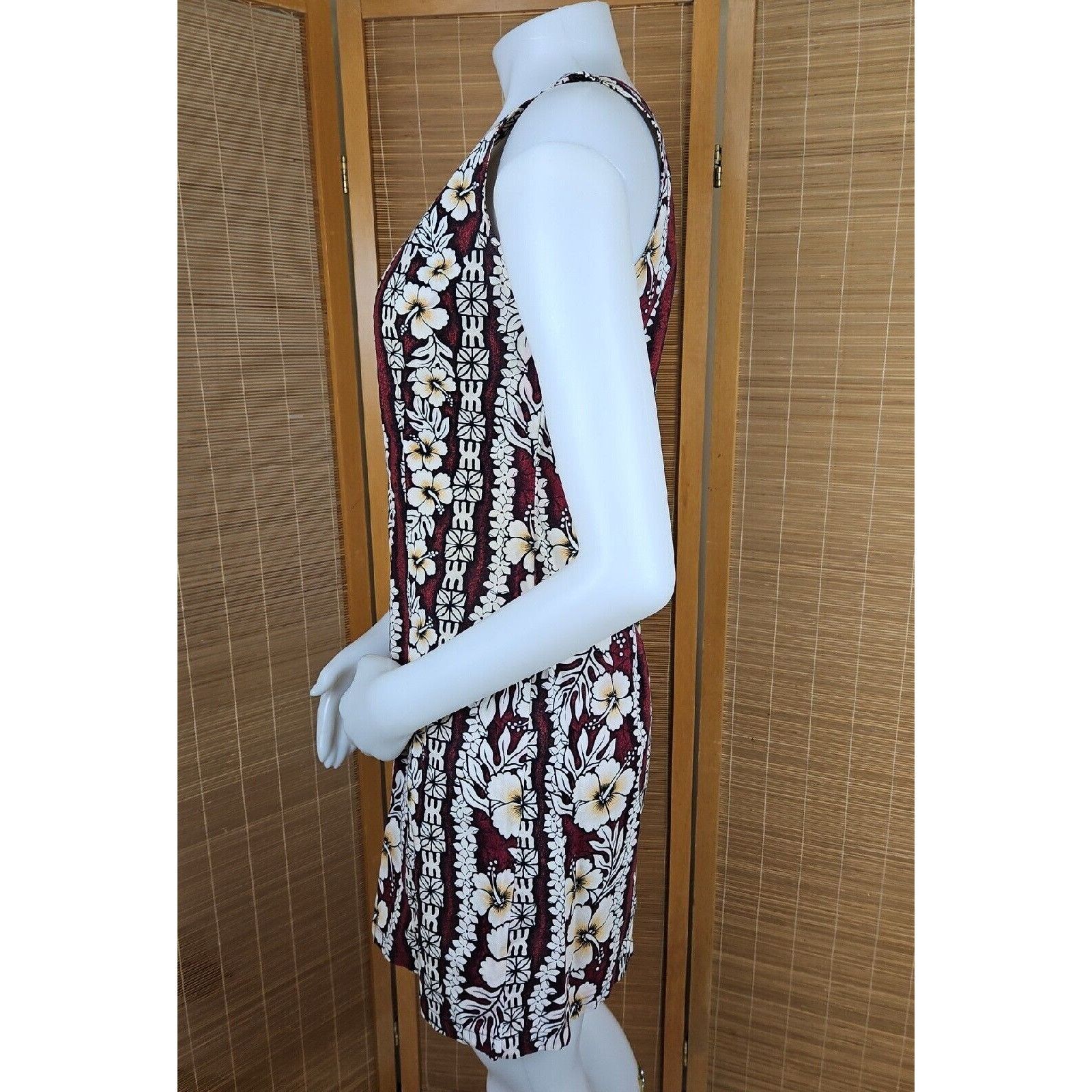 Vintage Hawaiian Flavor Tapa Cloth Print Dress M Brown Handmade Slee Size M / US 6-8 / IT 42-44 - 11 Thumbnail