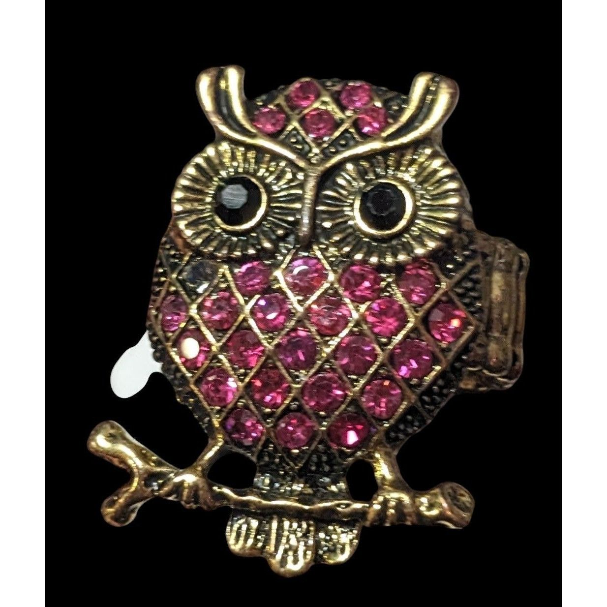 Other Witchy Cottagecore Pink Rhinestone Gold Tone Owl Stretch Rin Size ONE SIZE - 14 Thumbnail