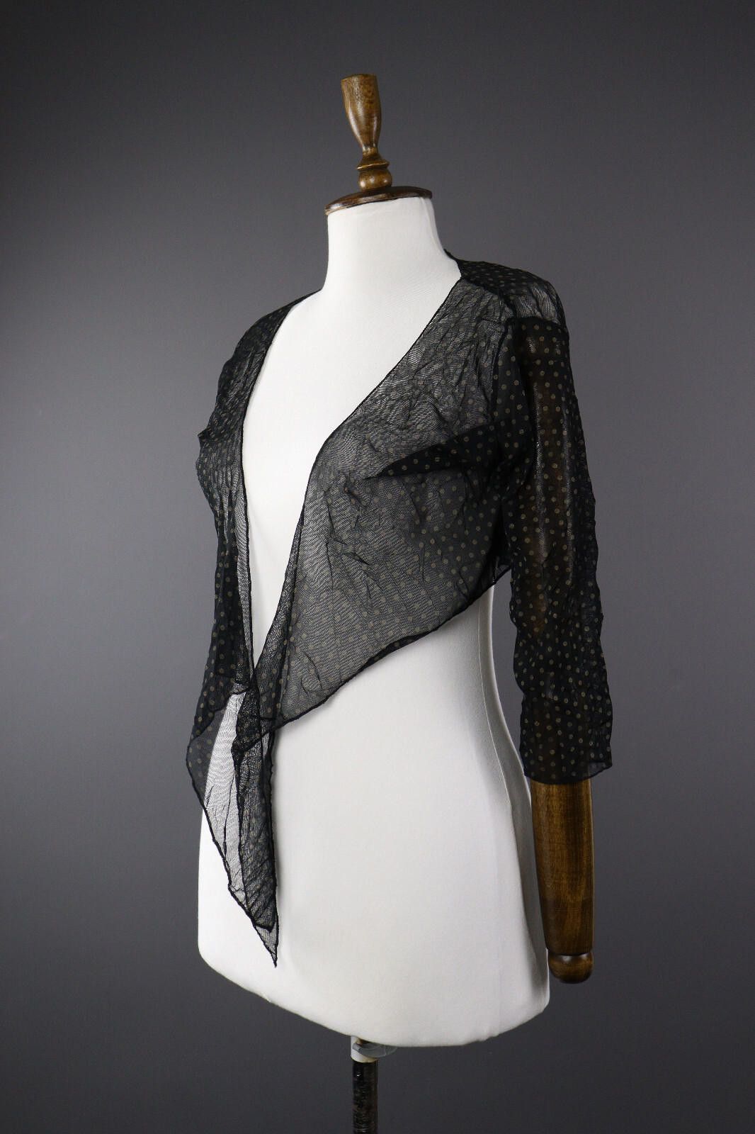 Designer Ladies Quinze Heures Trente Mesh Draped Top Cape Cardigan Size M / US 6-8 / IT 42-44 - 4 Thumbnail