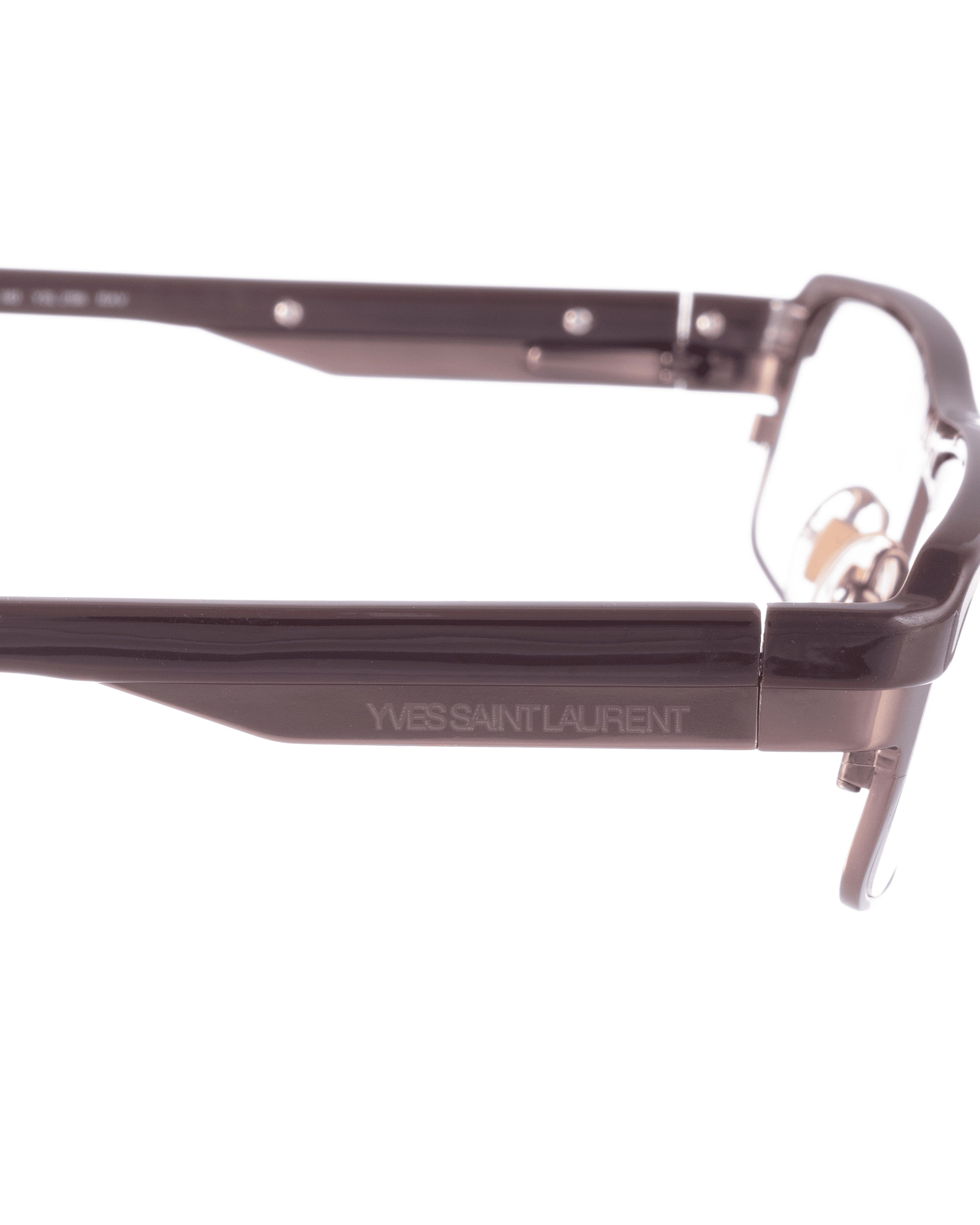 Saint Laurent Paris Yves Saint Laurent 00s Brown Metallic Rectangular Glasses Size ONE SIZE - 2 Thumbnail