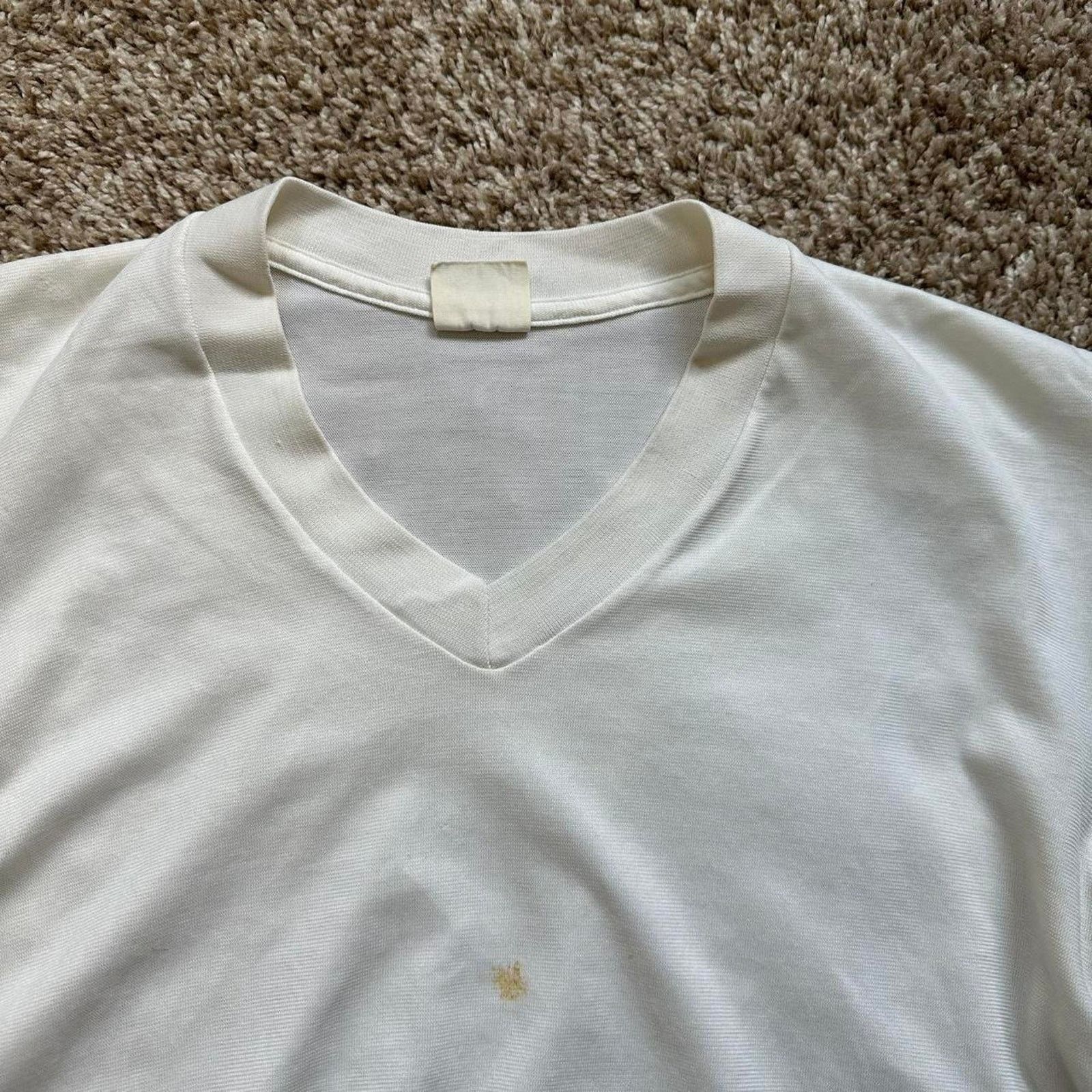 Vintage Perfect Vintage 70s White Blank Basic V Neck Shirt Top Tee Size US L / EU 52-54 / 3 - 5 Thumbnail