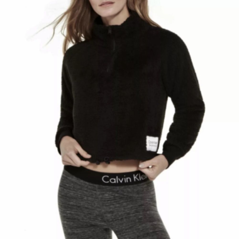 Calvin Klein Calvin Klein Performance, Black Cropped Sherpa Fleece 1/4 Zi Size XXL / US 16-18 / IT 52-54 - 6 Thumbnail