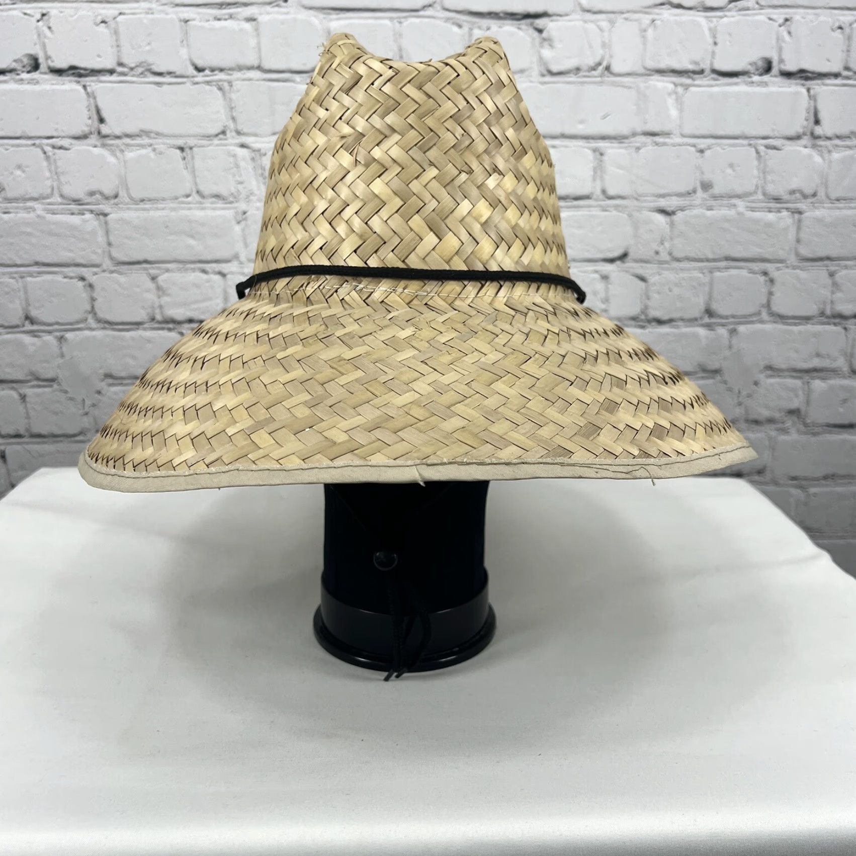 Vintage VINTAGE Original Panama Jack Tan Wide Brim 100% Straw Drawstring Sun Hat One Size O/S Size ONE SIZE - 2 Thumbnail