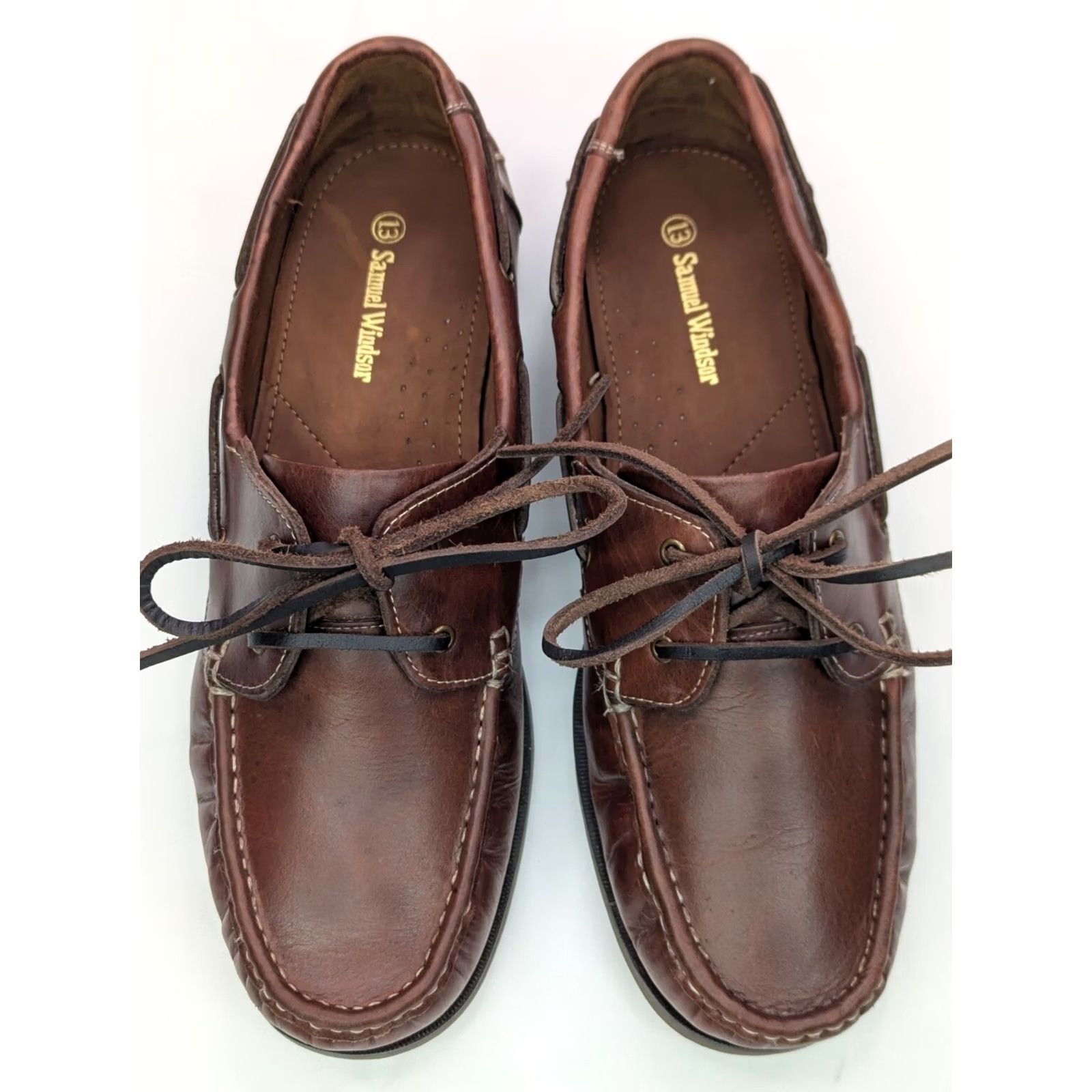 Vintage Samuel Windsor Deck Boat Shoe Men 13 Brown Leather Nautical Casual Shoes Size US 13 / EU 46 - 5 Thumbnail