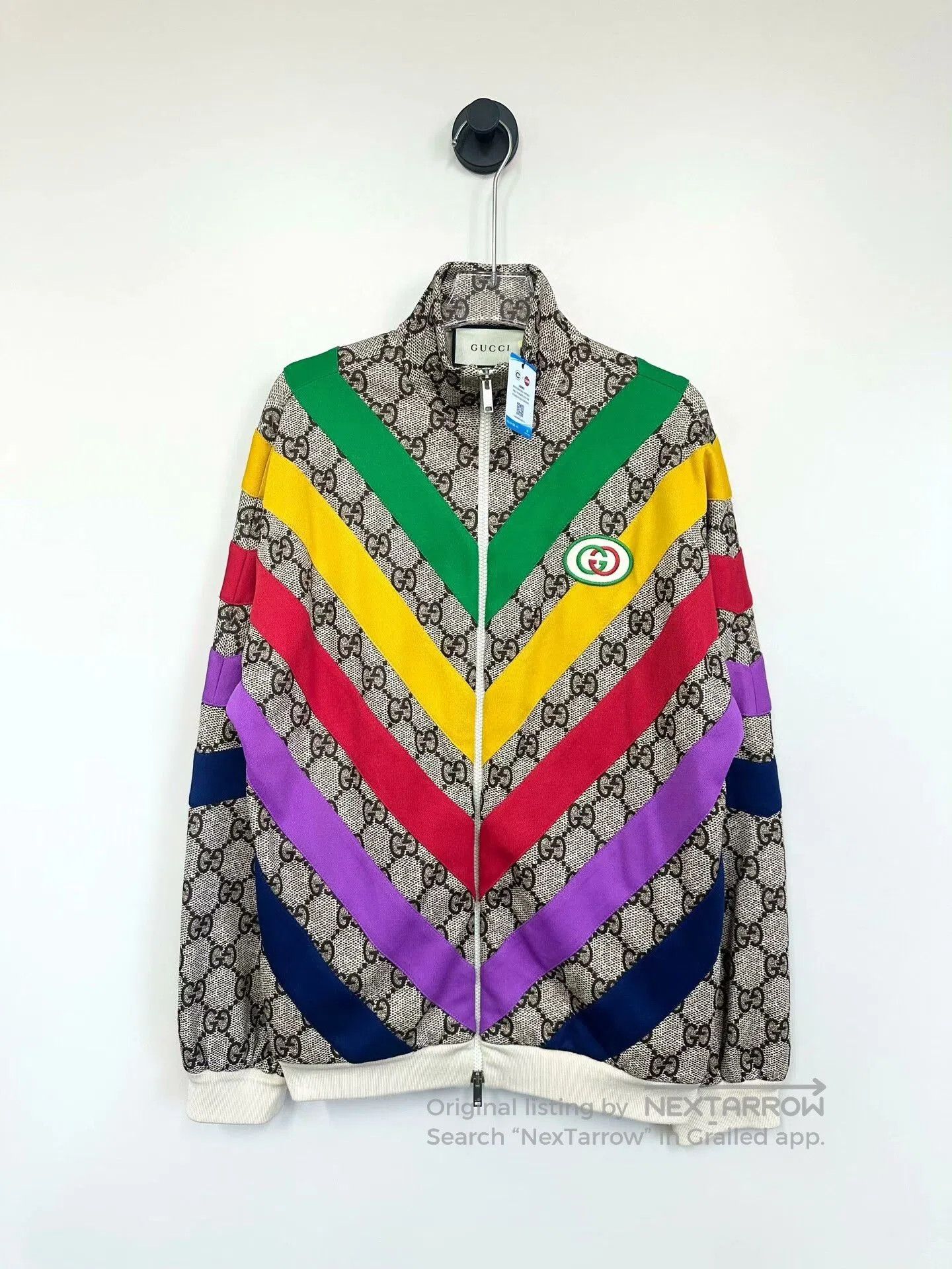 Gucci Gucci Brown Striped Logo Zip Jacket. Size XS / US 0-2 / IT 36-38 - 1 Thumbnail
