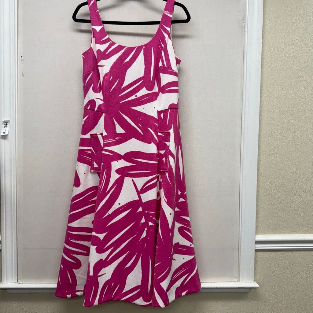 Women's Donna Morgan Pink White Midi Dress Size 10