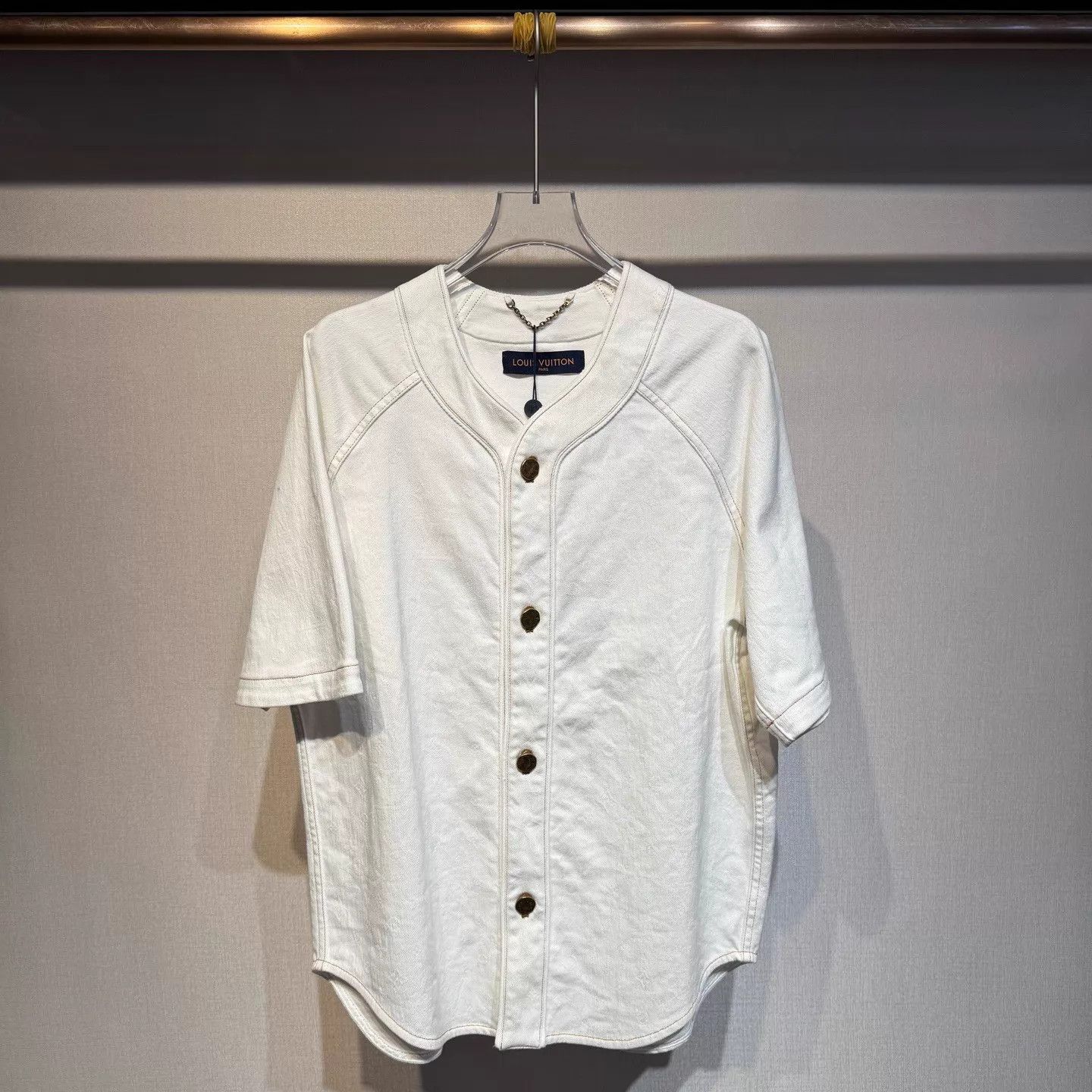 Louis Vuitton LV white monogram short-sleeve baseball jersey denim jacket Size US S / EU 44-46 / 1 - 1 Thumbnail