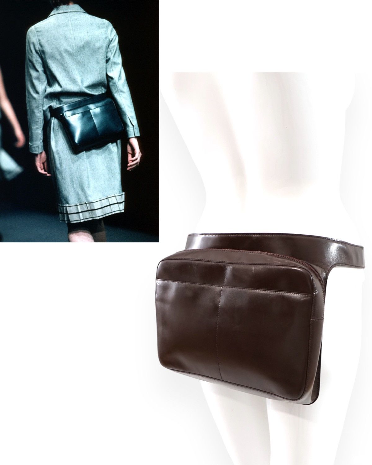 image of Prada Ss 1999 Brown Leather Belt Bag, Women's
