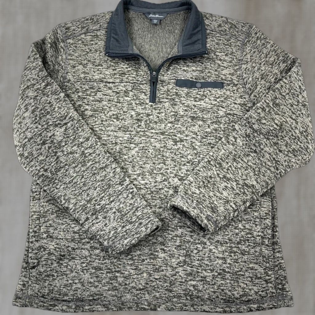 Eddie Bauer Eddie Bauer Sweater Men Large Gray Fleece Pullover 1/4 Zip Jacket Heather K, Casual, Classic Outdoor Knit/Brand/Regular Fit Size US L / EU 52-54 / 3 - 1 Thumbnail