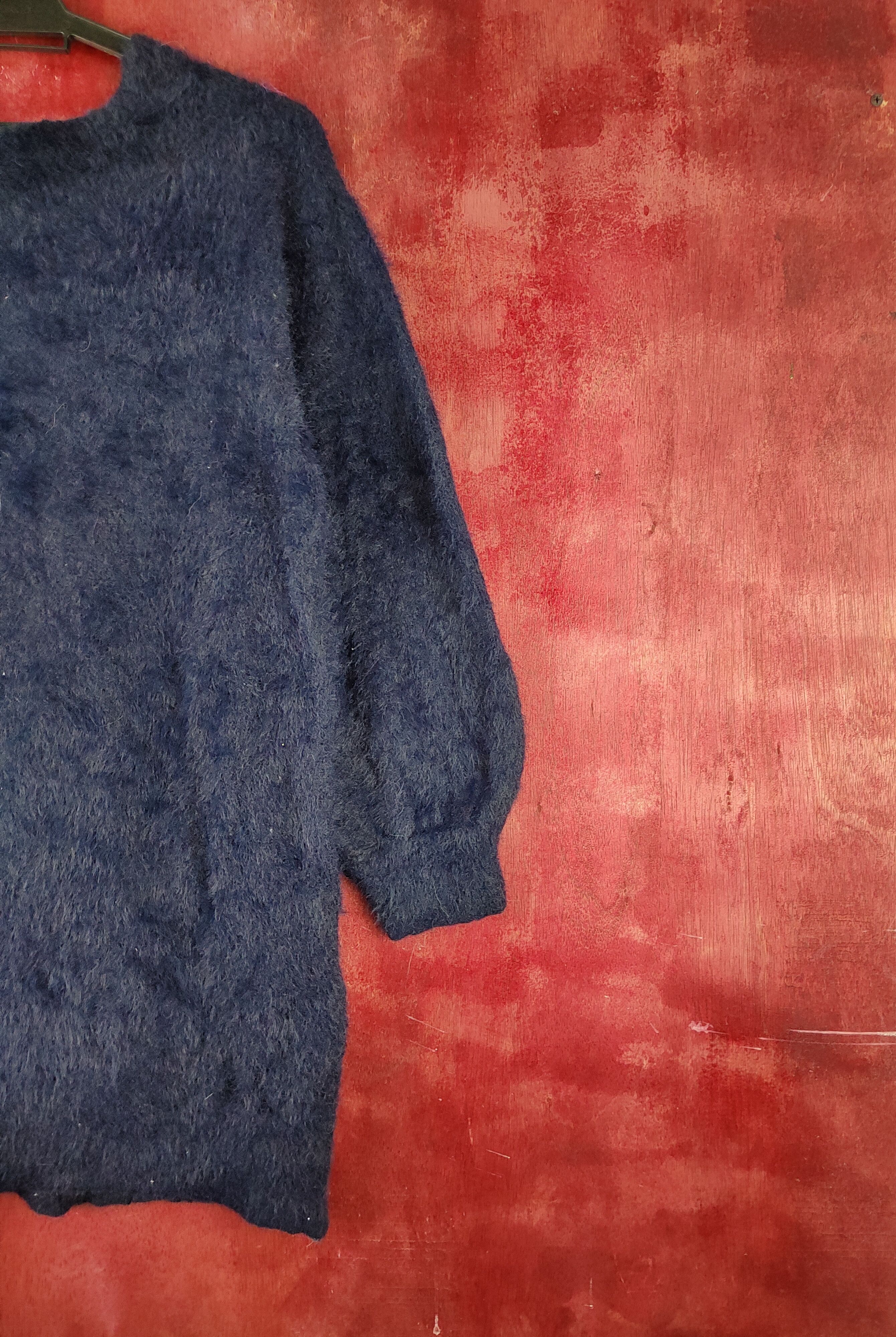 Homespun Knitwear × Japanese Brand × Vintage Back Number Navy Shag Shaggy Fur Mohair Knitwear #S2175 Size M / US 6-8 / IT 42-44 - 9 Thumbnail