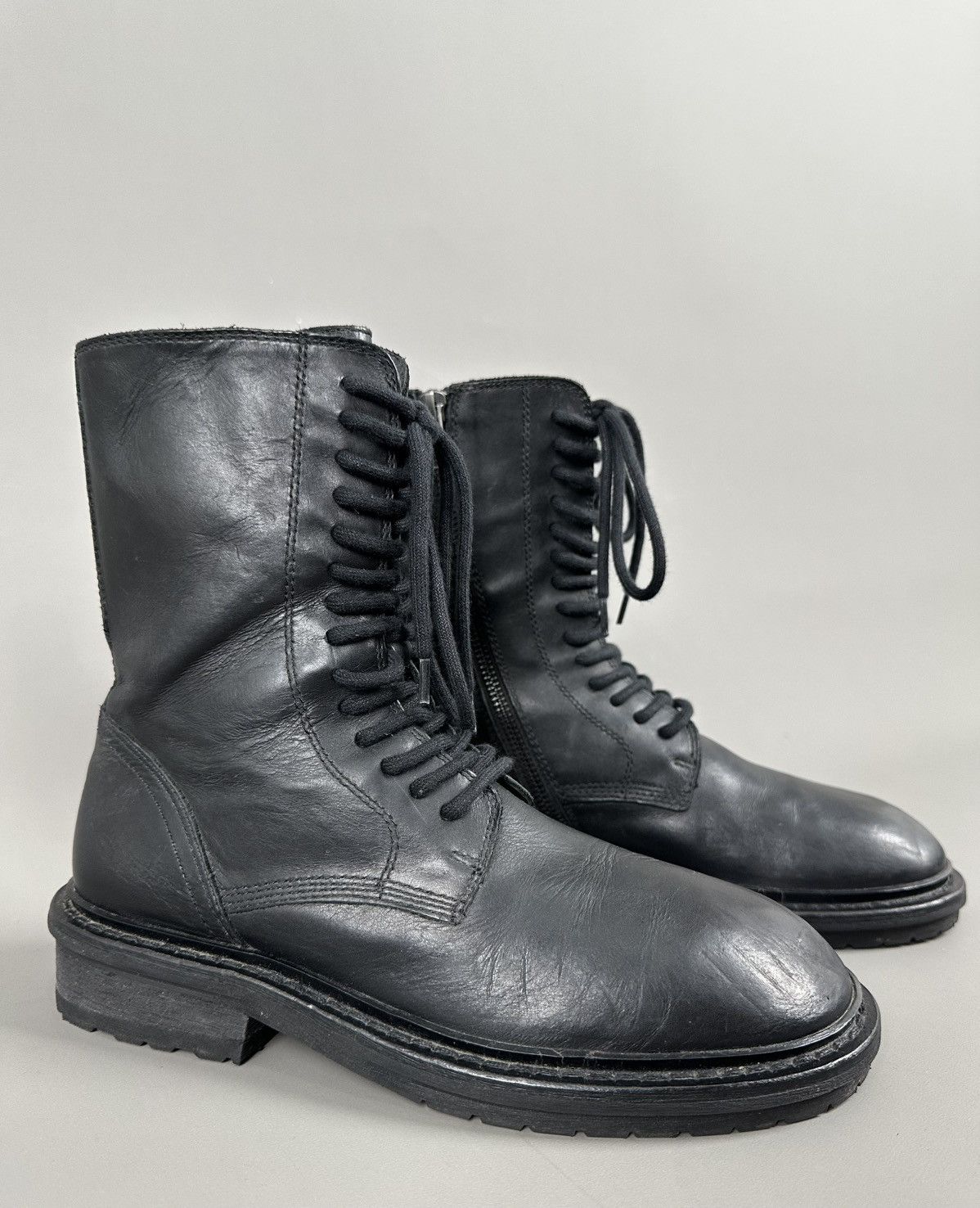 Ann Demeulemeester Ann Demeulemeester - Combat Laced Up Boots - Side Zipper Size US 7 / IT 37 - 1 Thumbnail
