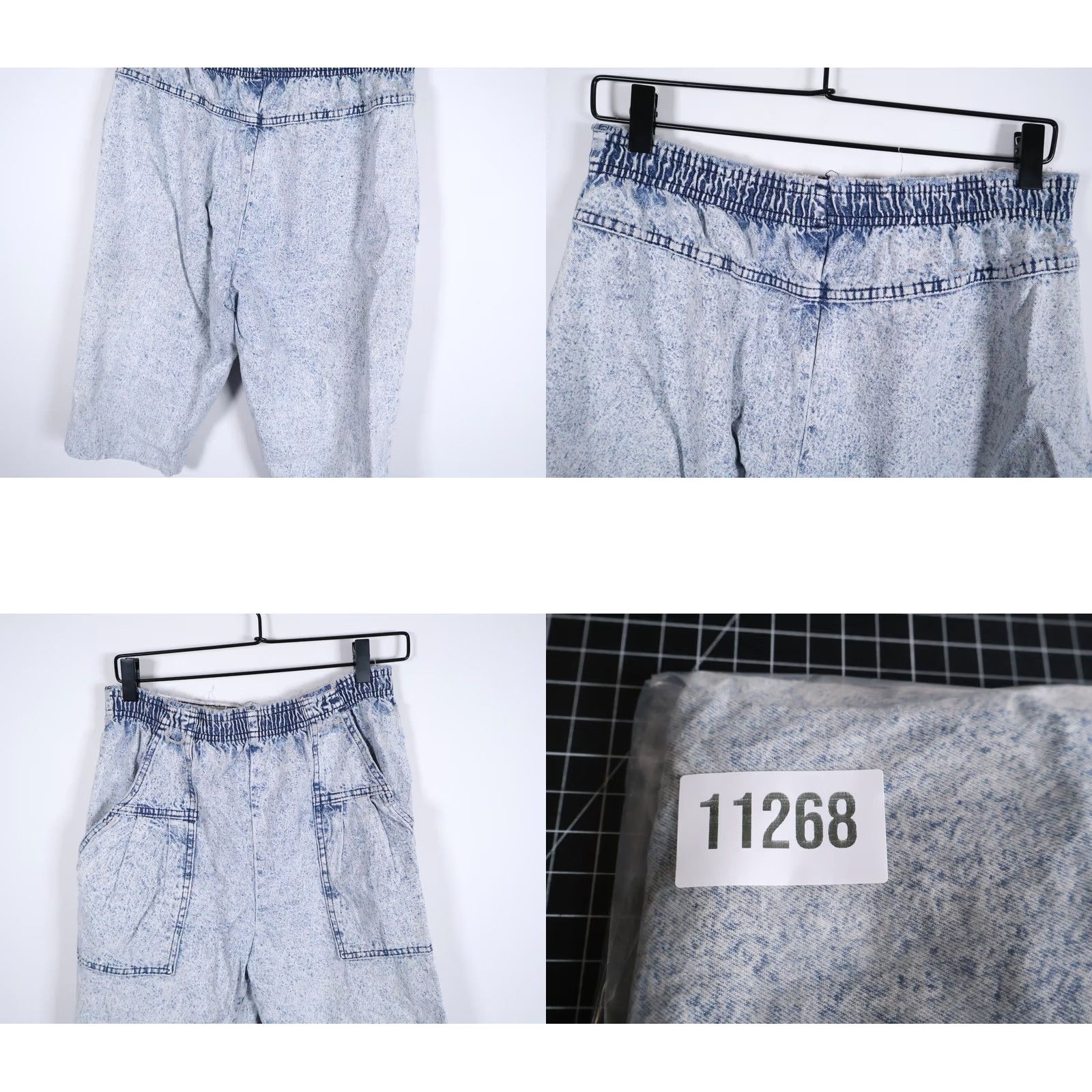 Vintage VINTAGE 80s High Waisted Jean Shorts Women's 14 Shorts 28 x 13 Elastic Waist Acid Wash VTG Carriage Court Denim Blue Womens Size 36" / US 14 / IT 50 - 10 Thumbnail