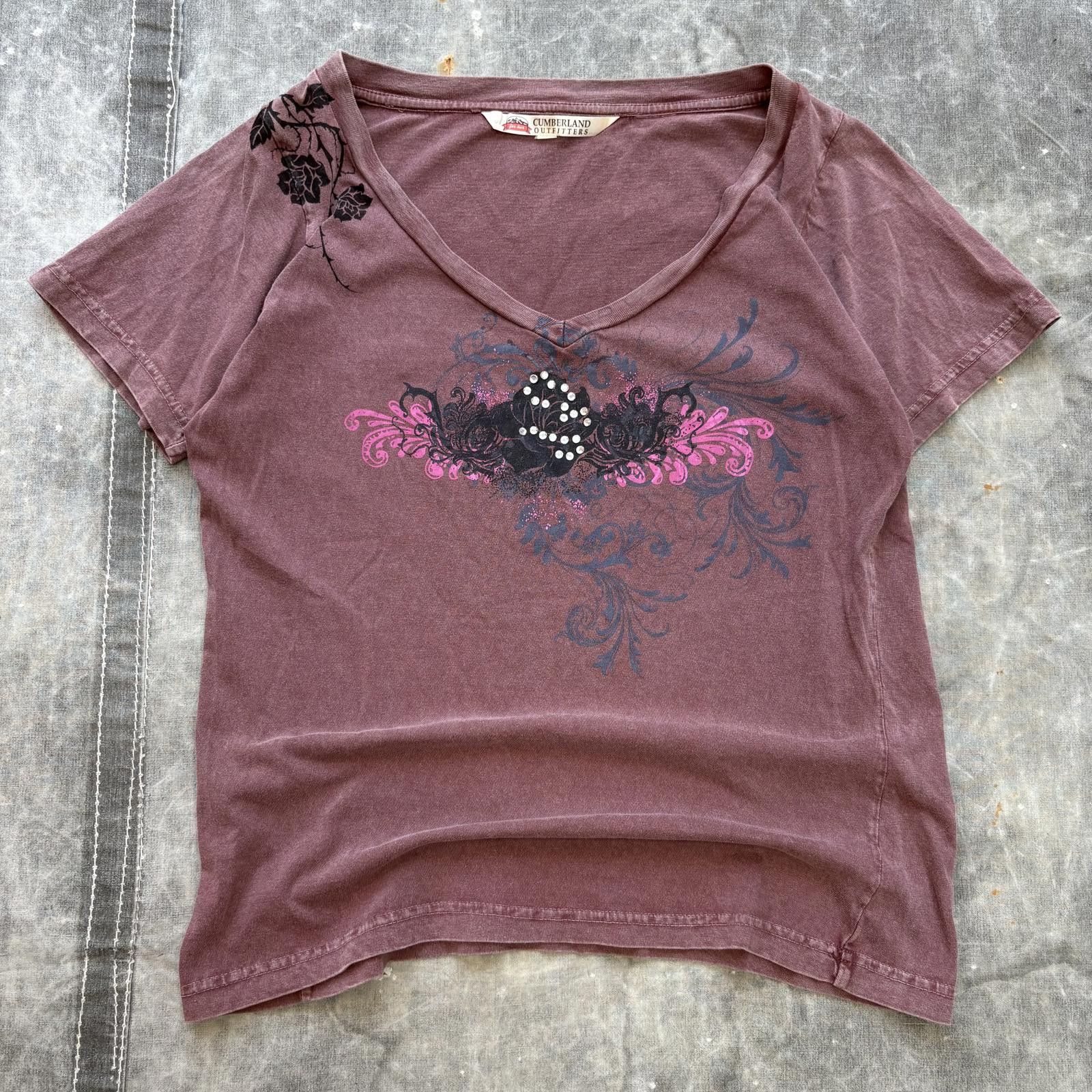 Vintage Vintage Y2K Roses Thorns Rhinestone Affliction Grunge Shirt Size M / US 6-8 / IT 42-44 - 1 Thumbnail