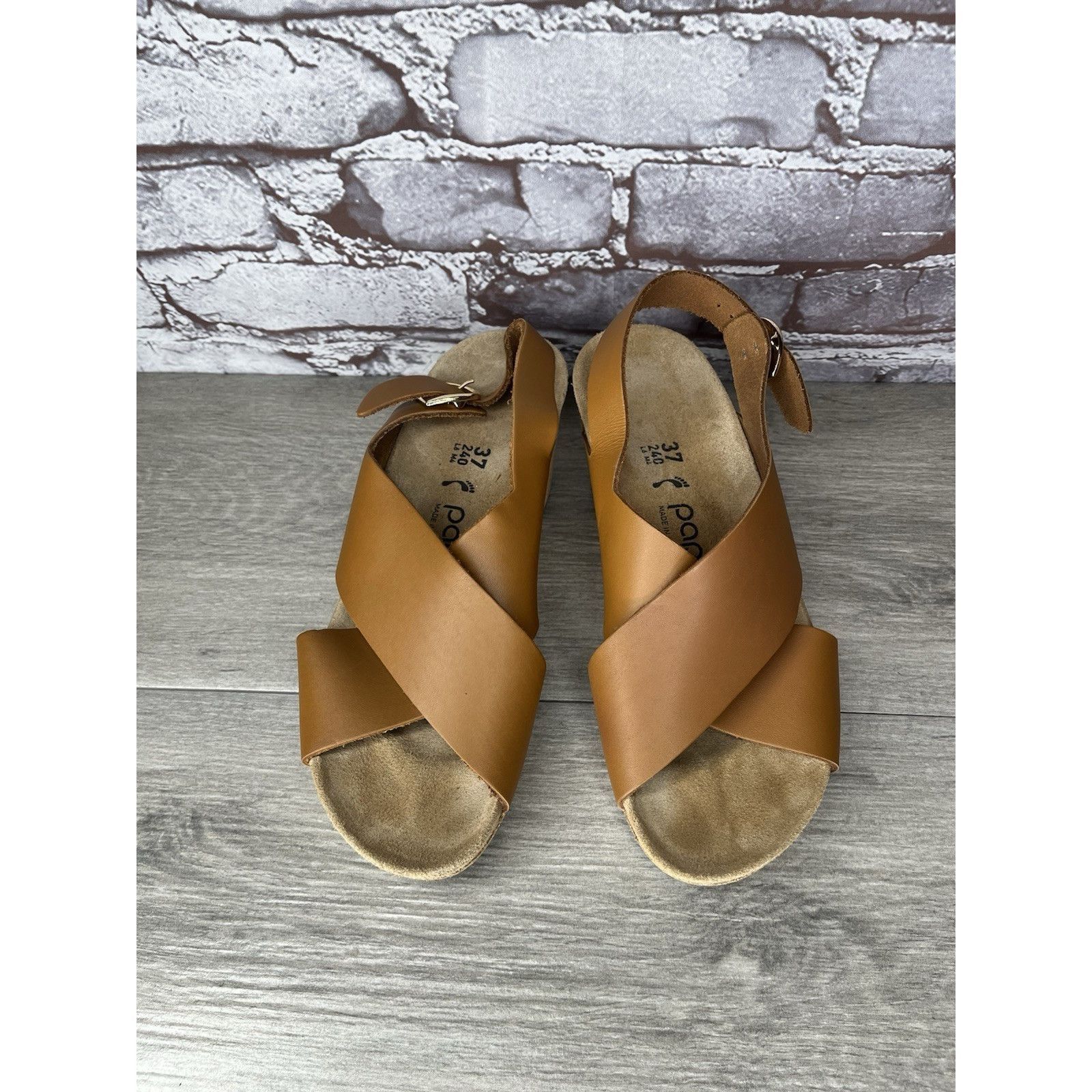 Birkenstock Birkenstock Papillio Samira Ginger Brown Leather Cork Wedges Size US 6.5 / IT 36.5 - 10 Thumbnail