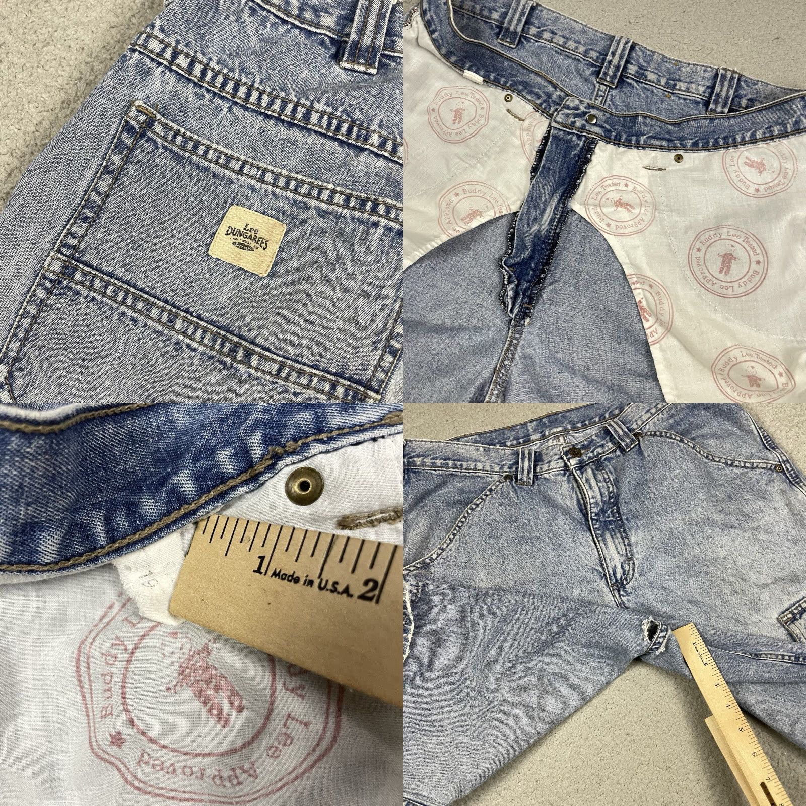 Lee VINTAGE Lee Dungarees Shorts Denimi Cargo Distressed 36 Blue USA Men 5-Pocket Regular Cropped? Size US 36 / EU 52 - 8 Thumbnail