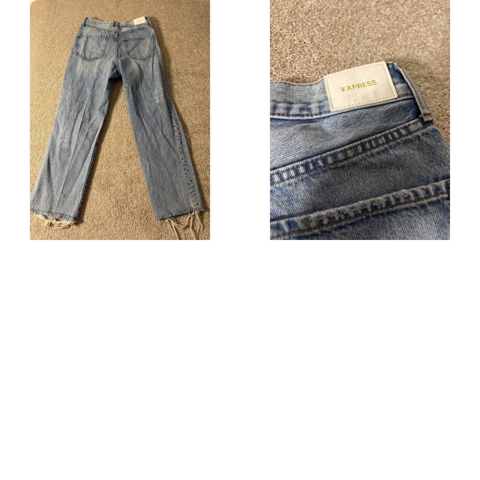 Express Express Mom Jeans Womens 2R Blue Super High Rise Distressed Ripped Raw Hem Size 26" / US 2 / IT 38 - 8 Thumbnail