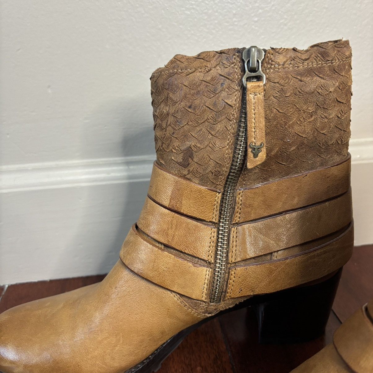 Trask H.S. Trask 7M Leather Mallory Boot Block Heel Ankle Booties Size US 7 / IT 37 - 10 Thumbnail