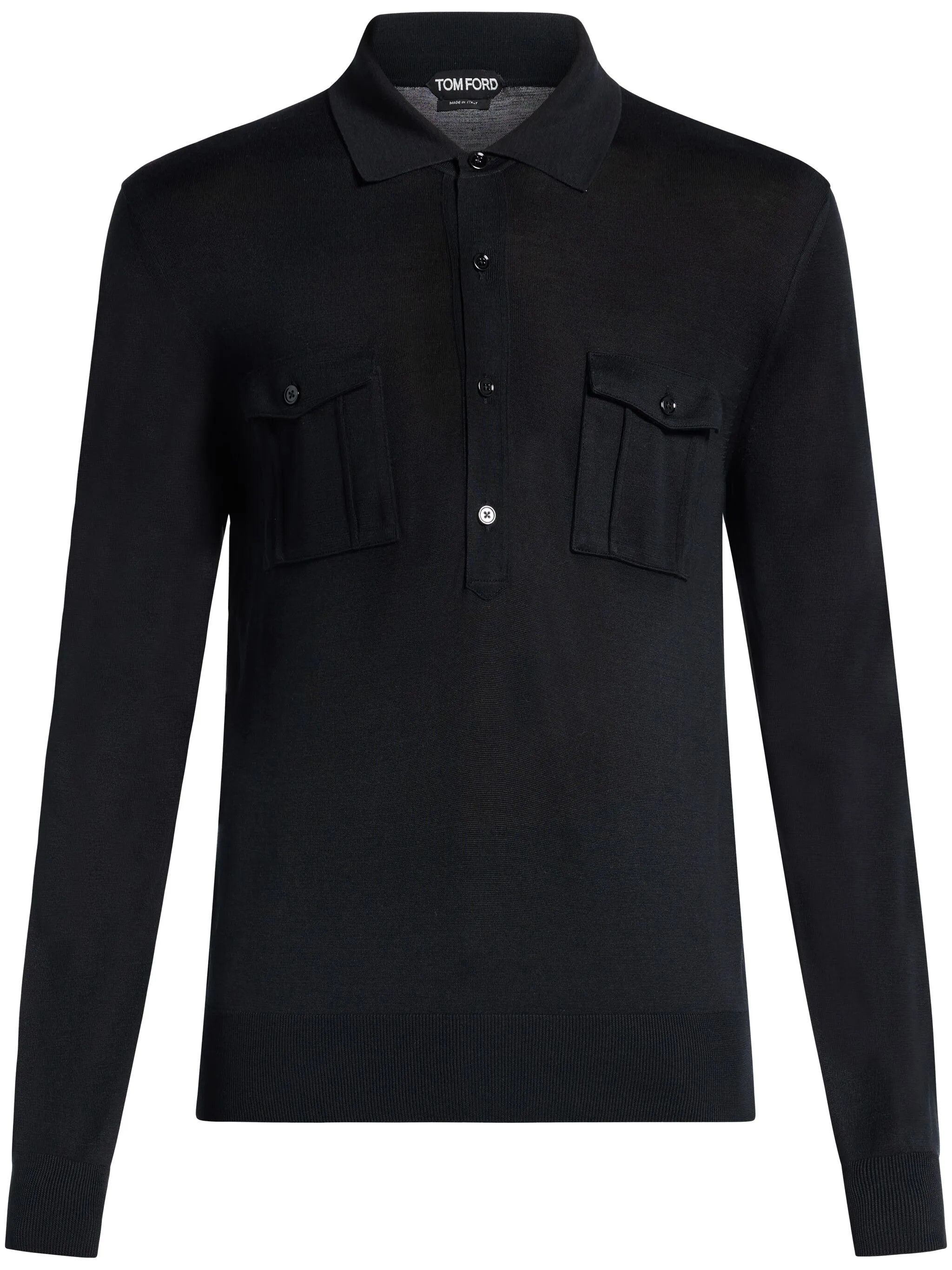 Tom Ford o1loc1c0525 KPL026 Polo Sweater in Black Size US M / EU 48-50 / 2 - 1 Thumbnail