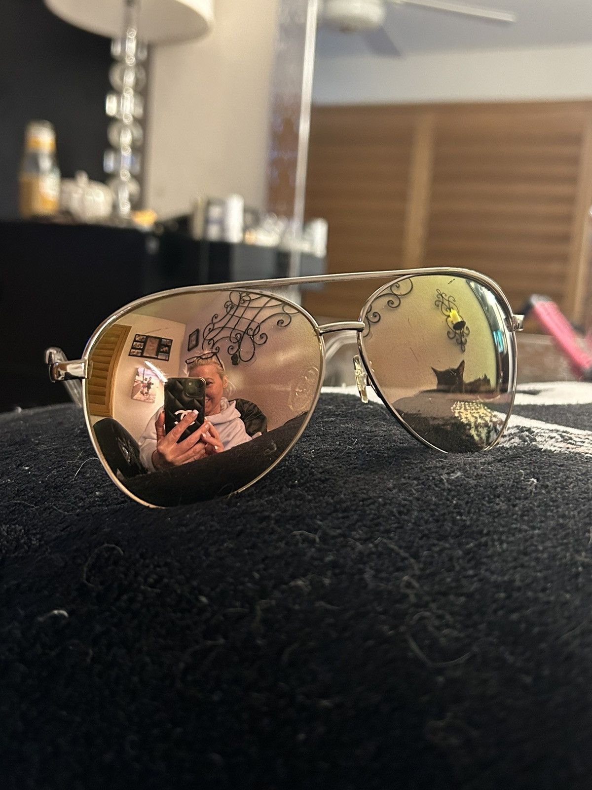 Quay Preowned Gold Mirrored Brow Bar Aviator Sunglasses Size ONE SIZE - 12 Thumbnail